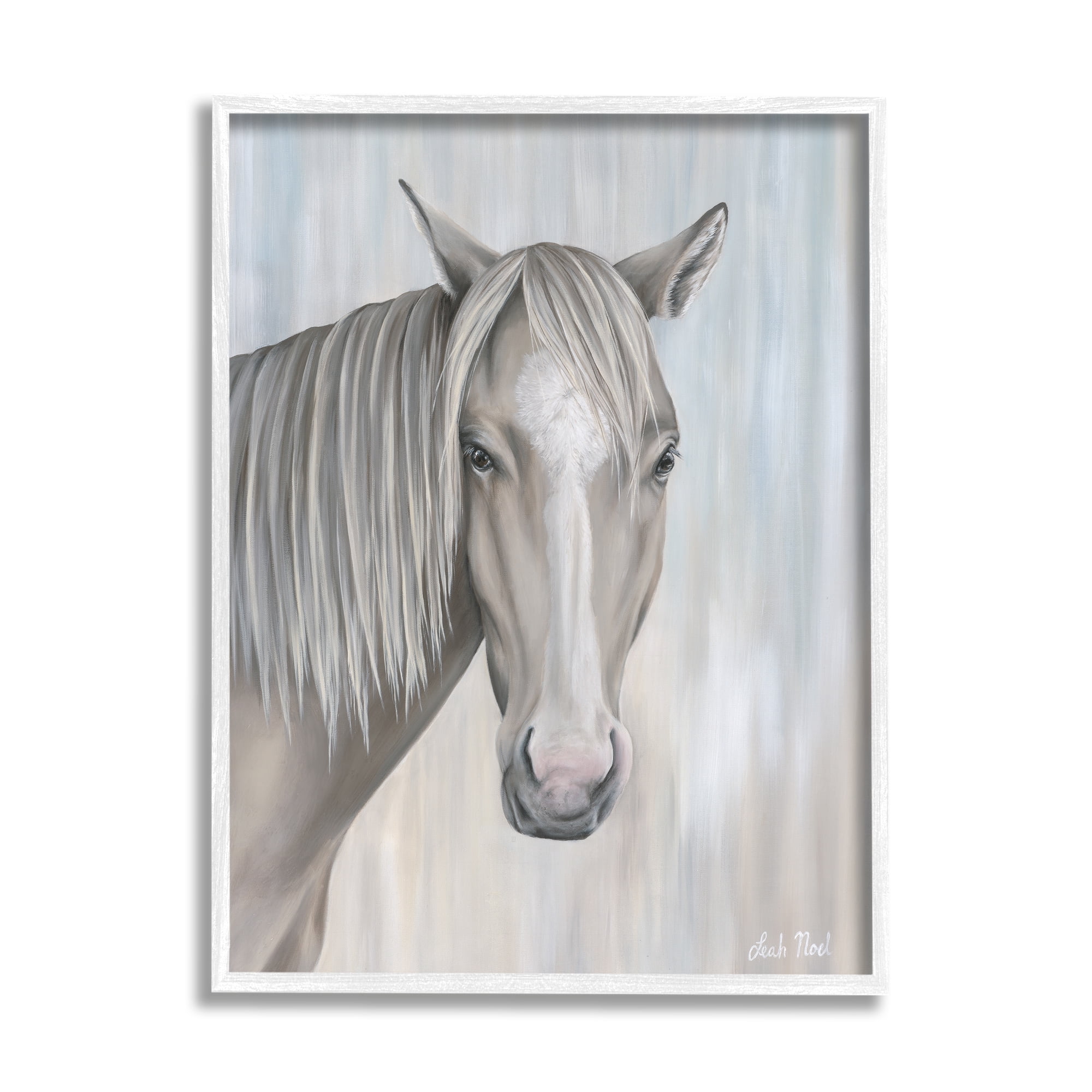 Stupell Industries Neutral Grey Horse Portrait Animals & Insects Painting White Framed Art Print Wall Art, 16 x 20