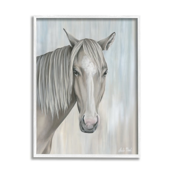 Stupell Industries Neutral Grey Horse Portrait Animals & Insects Painting White Framed Art Print Wall Art, 24 x 30