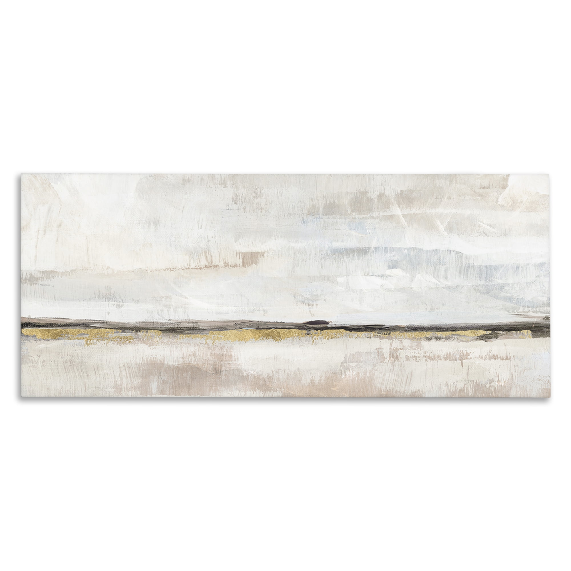 Stupell Industries Neutral Horizon Landscape Abstract Painting Gallery Wrapped Canvas Art Print Wall Art, 40 x 17