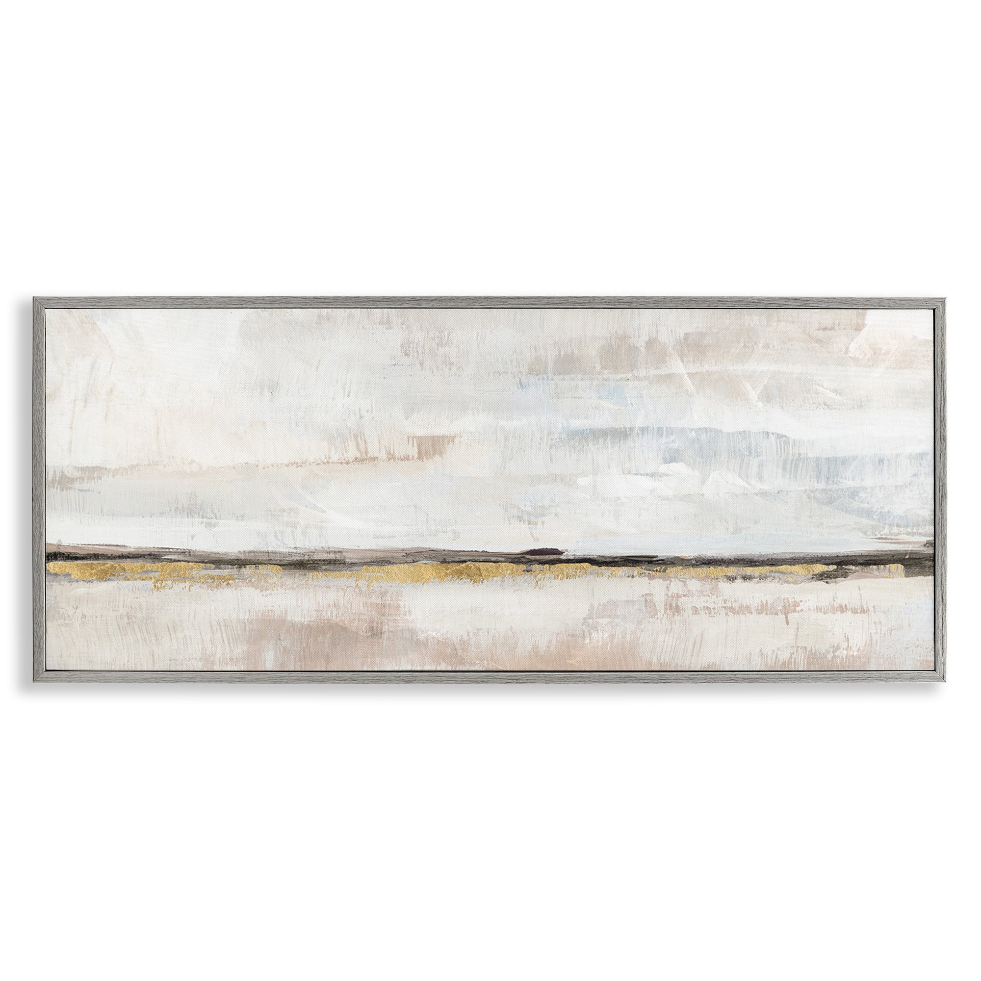 Stupell Industries Neutral Horizon Landscape Abstract Painting Gray Framed Art Print Wall Art, 30 x 13