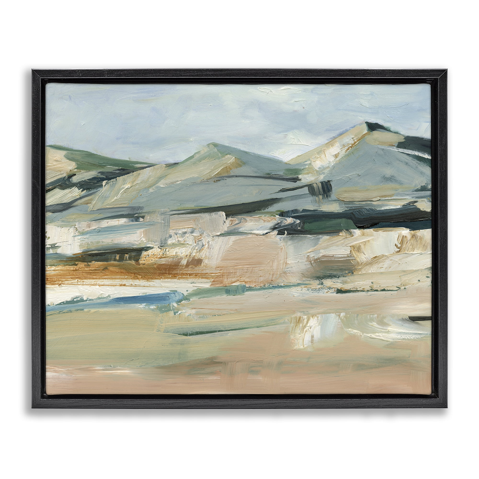 Stupell Industries Neutral Hued Mountains Landscape & Nature Painting Black Floater Framed Canvas Art Print Wall Art, 31 x 25