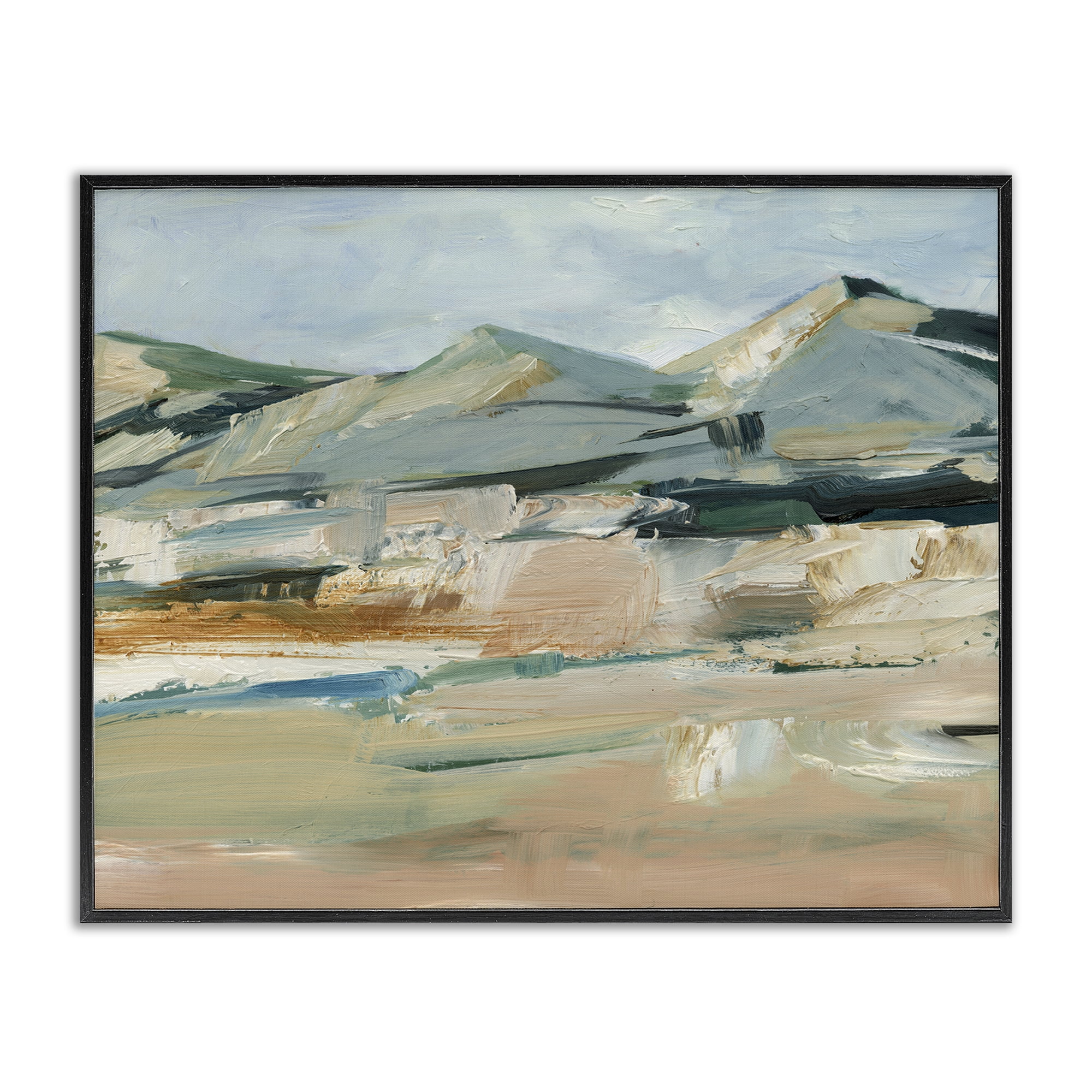 Stupell Industries Neutral Hued Mountains Landscape & Nature Painting Black Framed Art Print Wall Art, 20 x 16