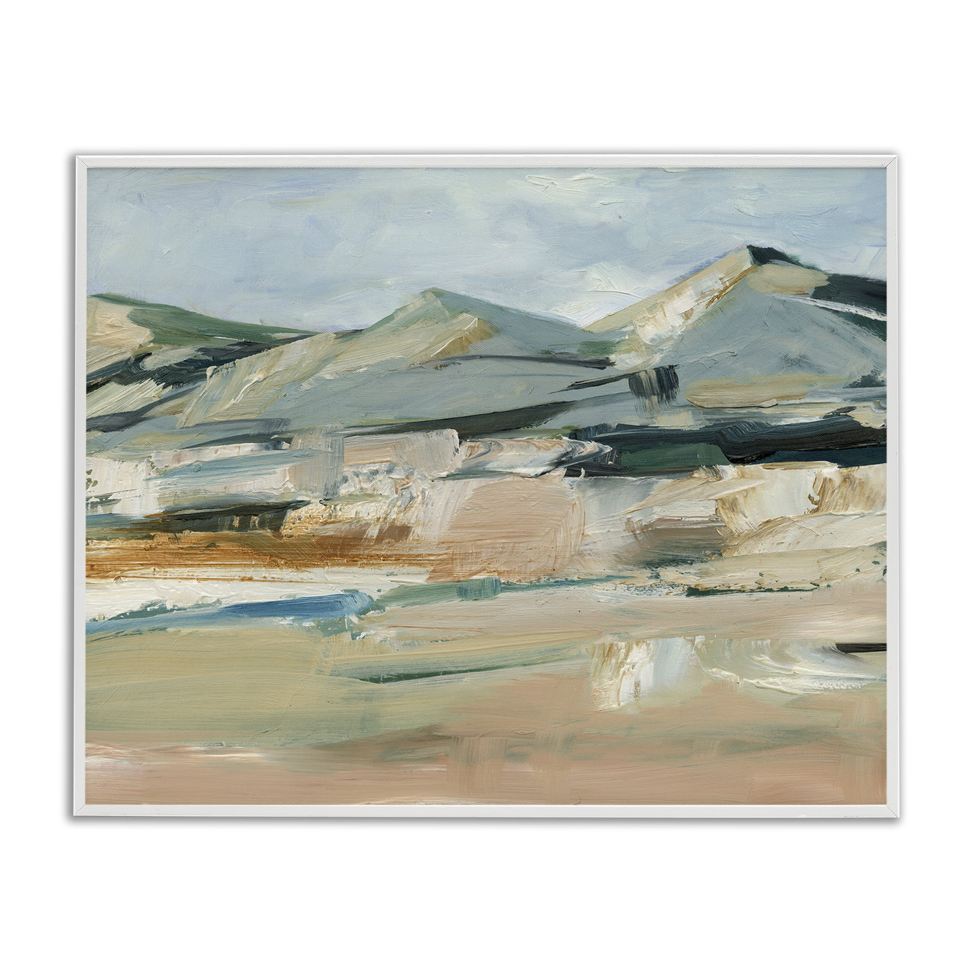Stupell Industries Neutral Hued Mountains Landscape & Nature Painting White Framed Art Print Wall Art, 14 x 11
