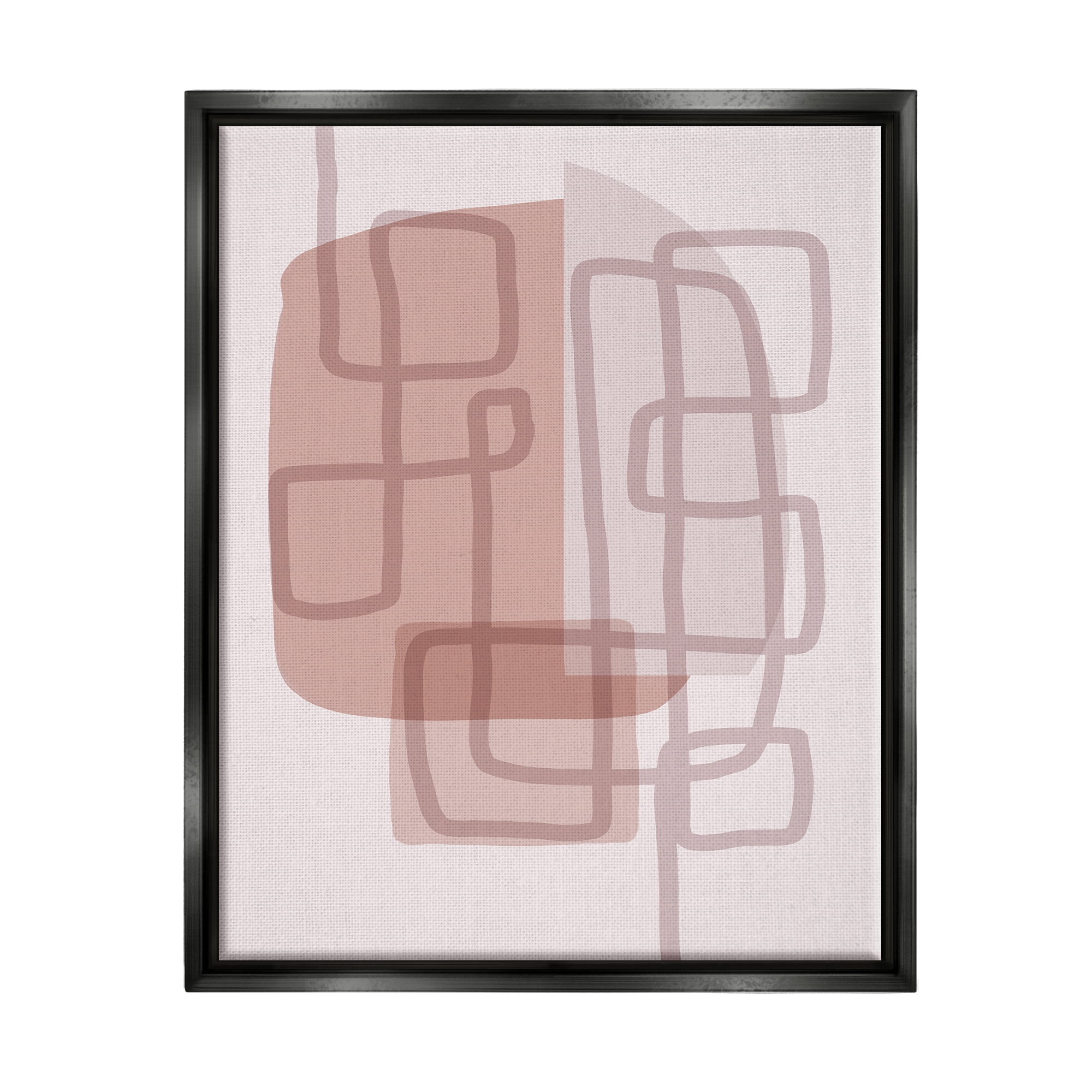 Stupell Industries Neutral Hues Abstract Shapes Abstract Painting Black Floater Framed Art Print Wall Art