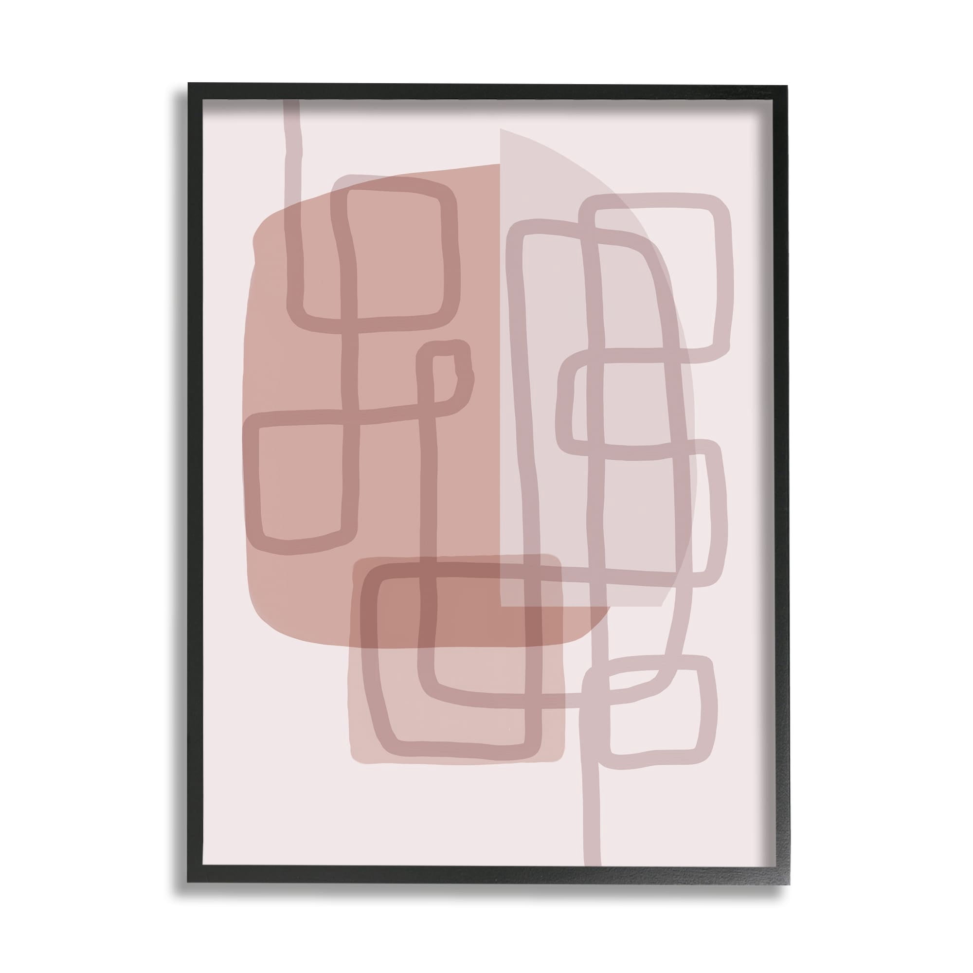Stupell Industries Neutral Hues Abstract Shapes Abstract Painting Black Framed Art Print Wall Art