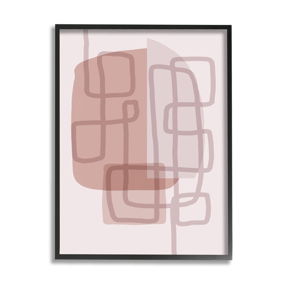 Stupell Industries Neutral Hues Abstract Shapes Abstract Painting Black Framed Art Print Wall Art