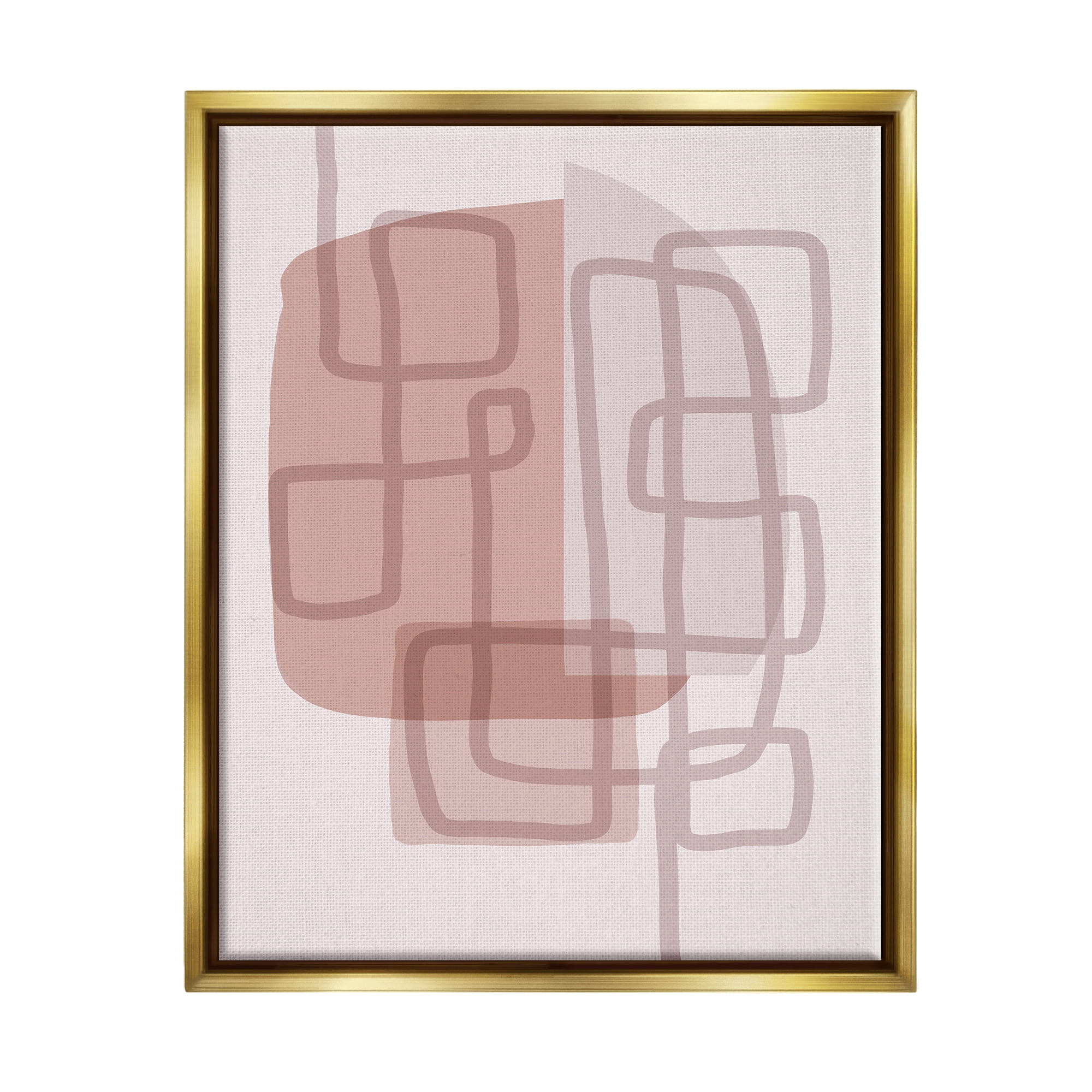 Stupell Industries Neutral Hues Abstract Shapes Abstract Painting Gold Floater Framed Art Print Wall Art