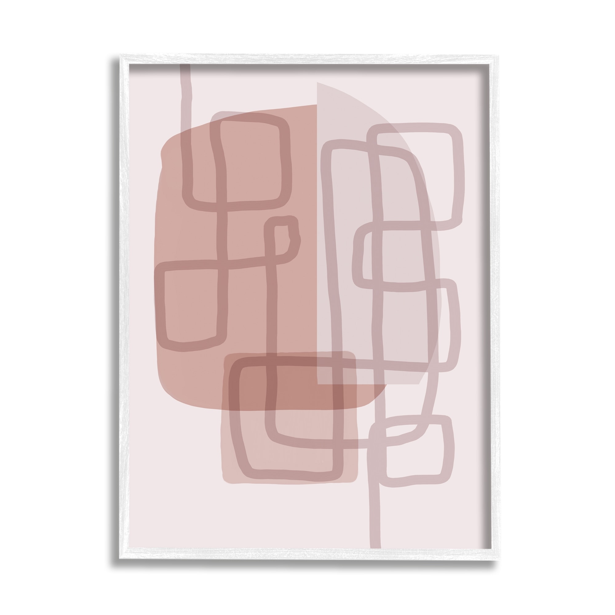 Stupell Industries Neutral Hues Abstract Shapes Abstract Painting White Framed Art Print Wall Art