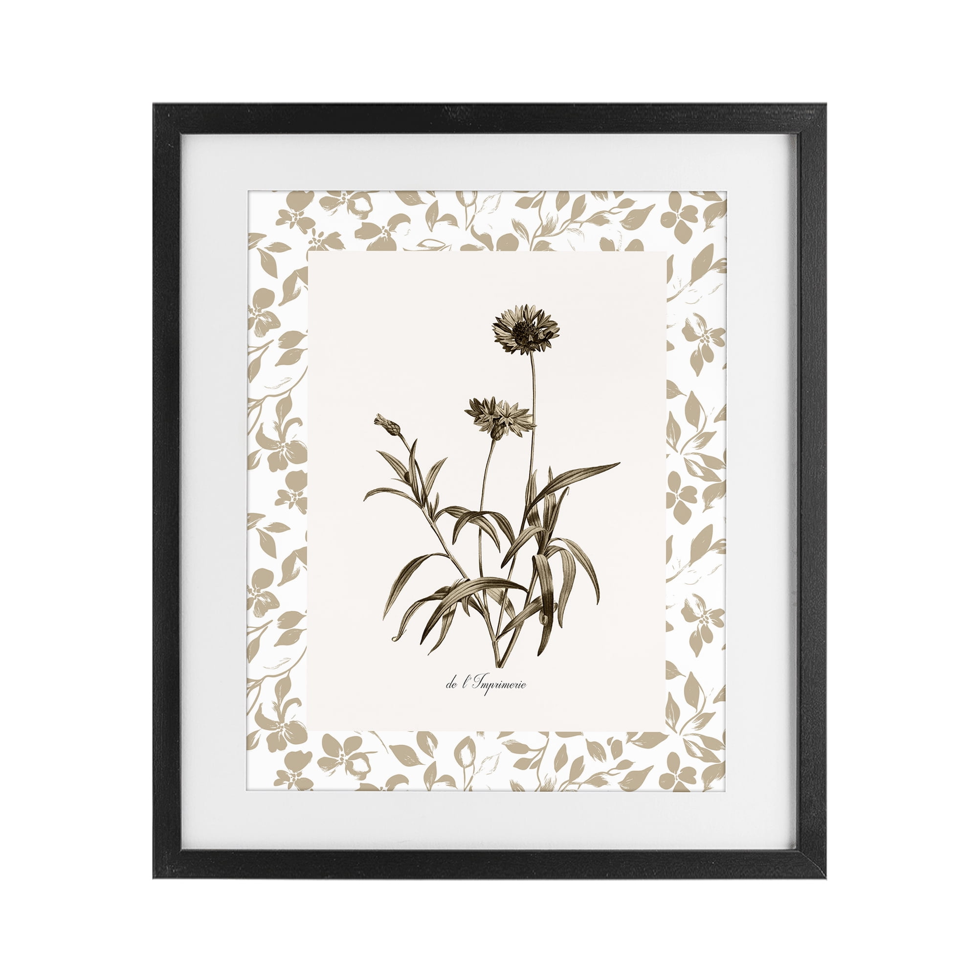 Stupell Industries Neutral Imperial Flowers Black Framed Print Under Glass, design by Kelly Donovan