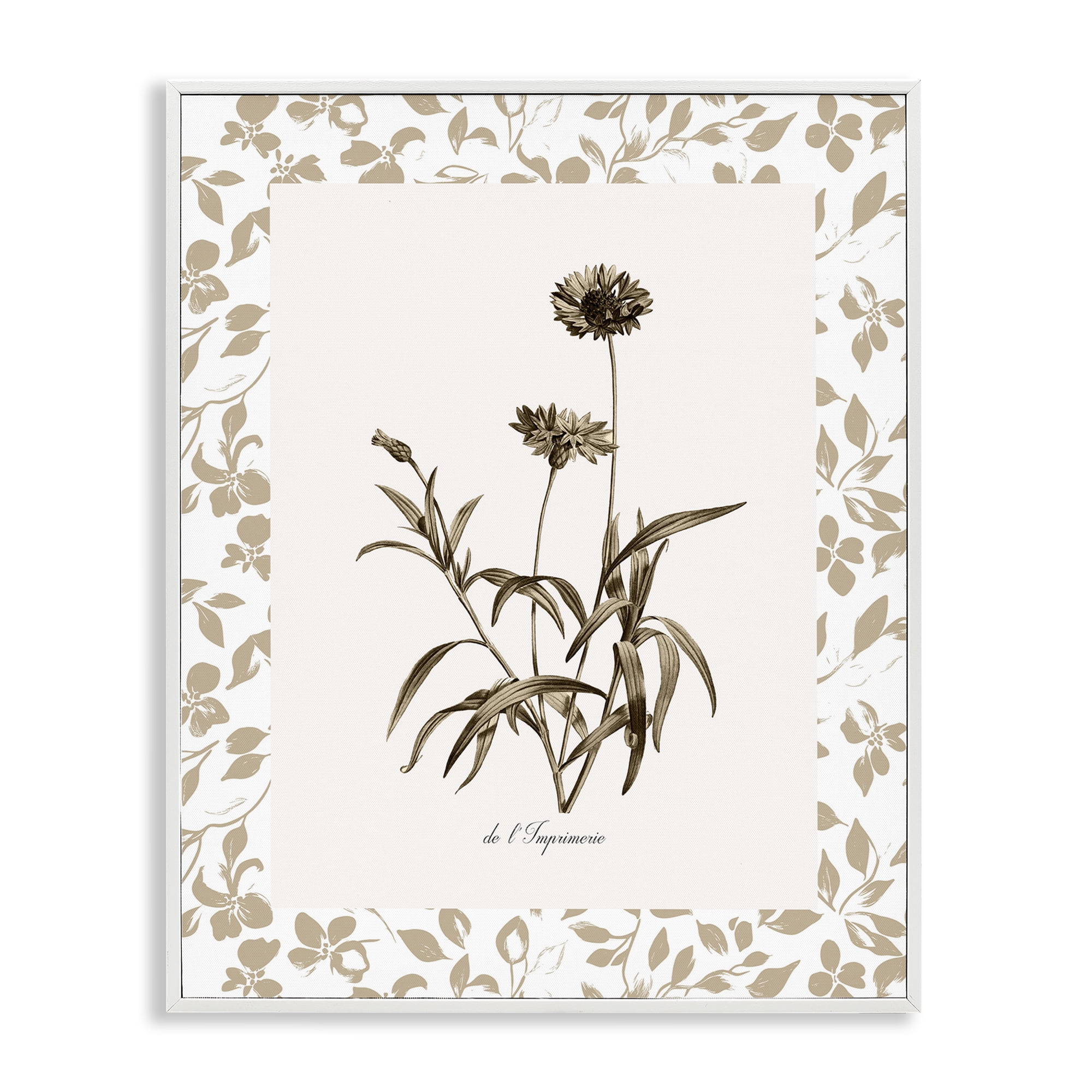 Stupell Industries Neutral Imperial Flowers White Framed Giclee Art, design by Kelly Donovan