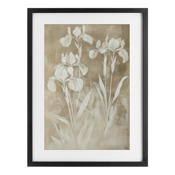 Stupell Industries Traditional Neutral Iris Botanical Study Black Framed Print Under Glass, 14 x 20, by Petals Prints Design