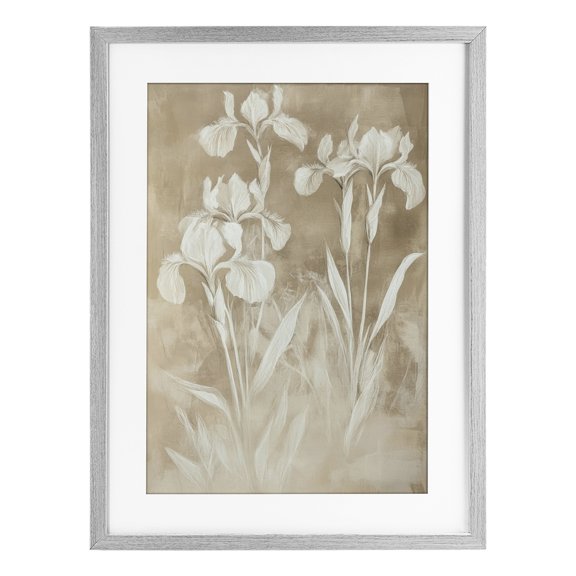 Stupell Industries Neutral Iris Botanical Study Gray Framed Print Under Glass, design by Petal Prints Design