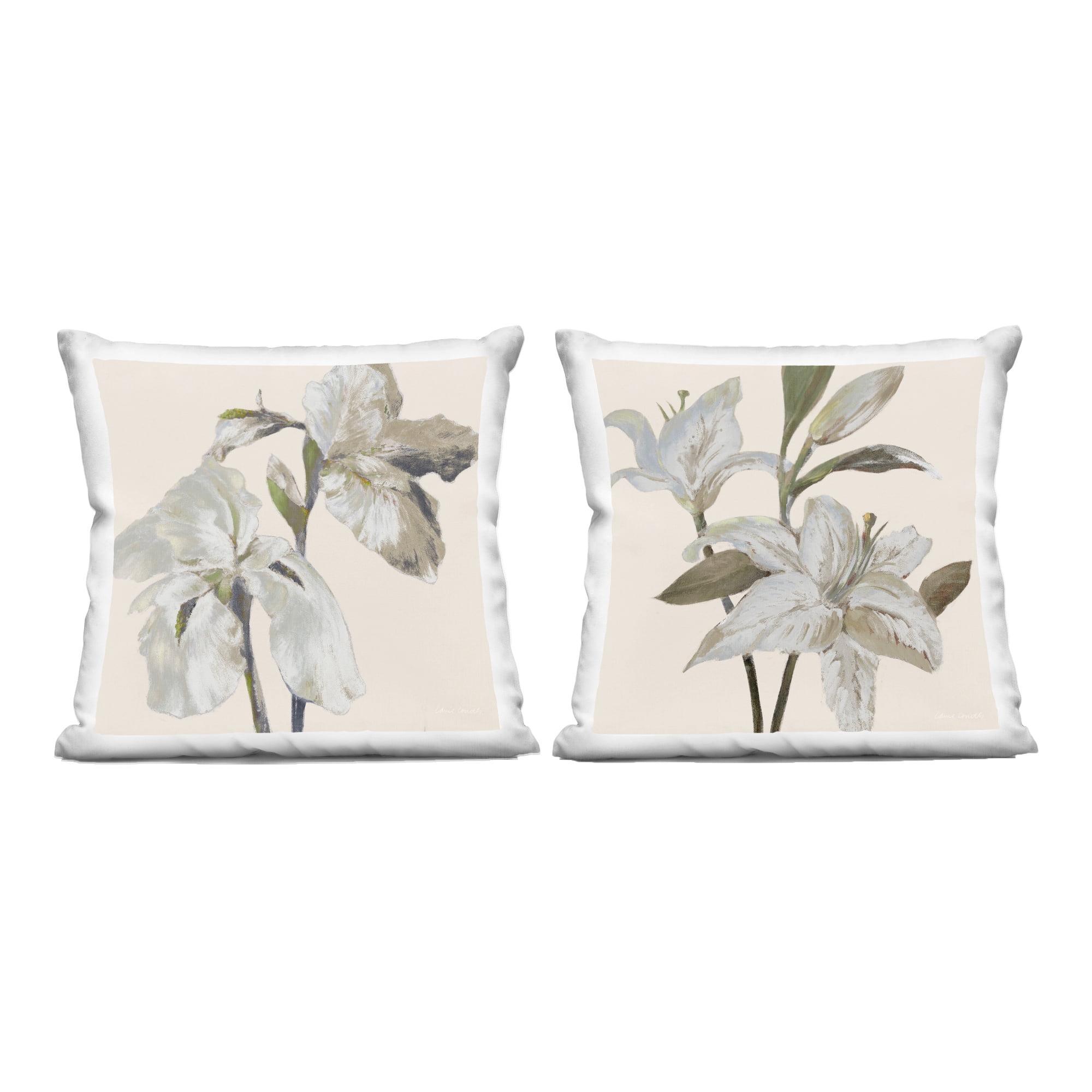 Stupell Industries Neutral Irises & Lilies 2 Piece Decorative Printed Throw Pillow Set, design by Lanie Loreth