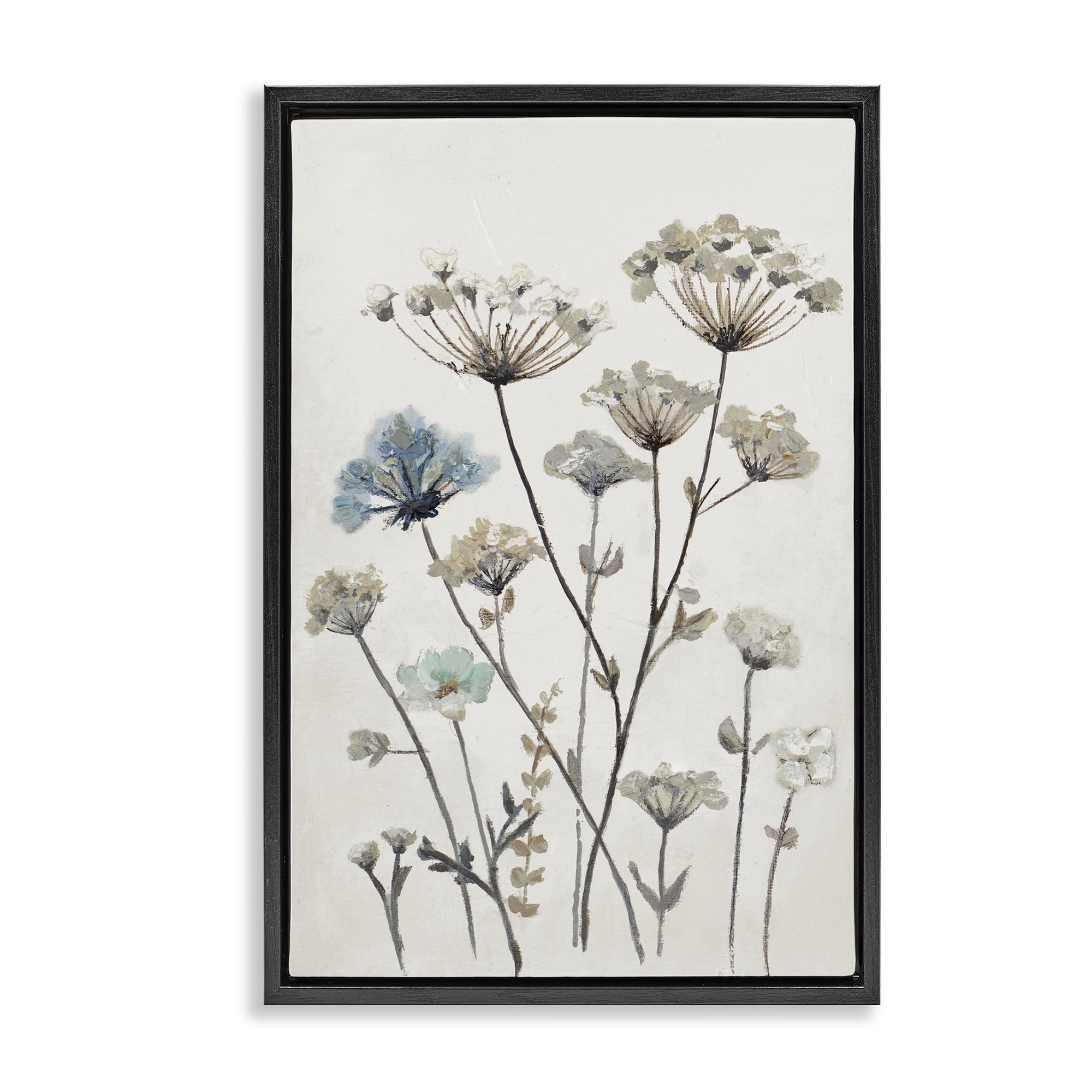 Stupell Industries Neutral Jardin Azul Black Framed Floater Canvas Wall Art, design by Patricia Pinto