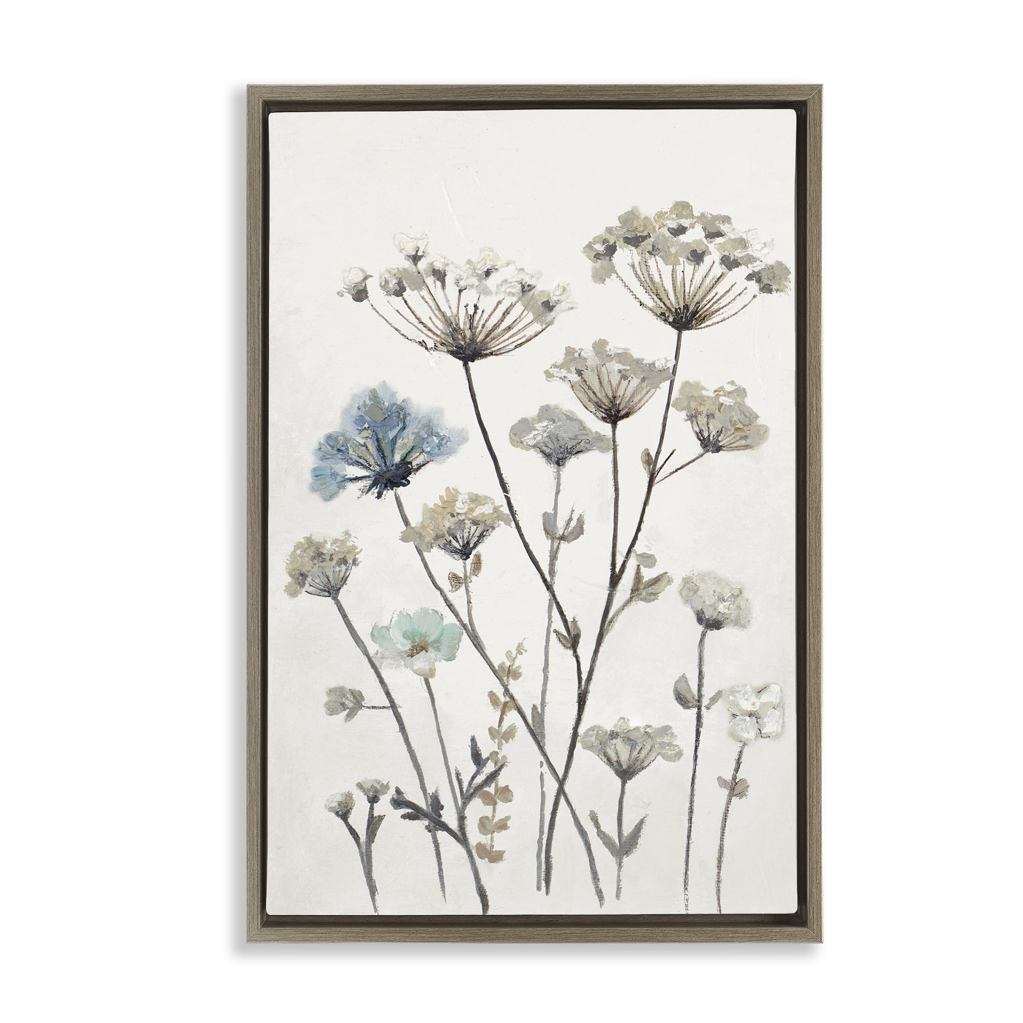 Stupell Industries Neutral Jardin Azul Brown Framed Floater Canvas Wall Art, design by Patricia Pinto
