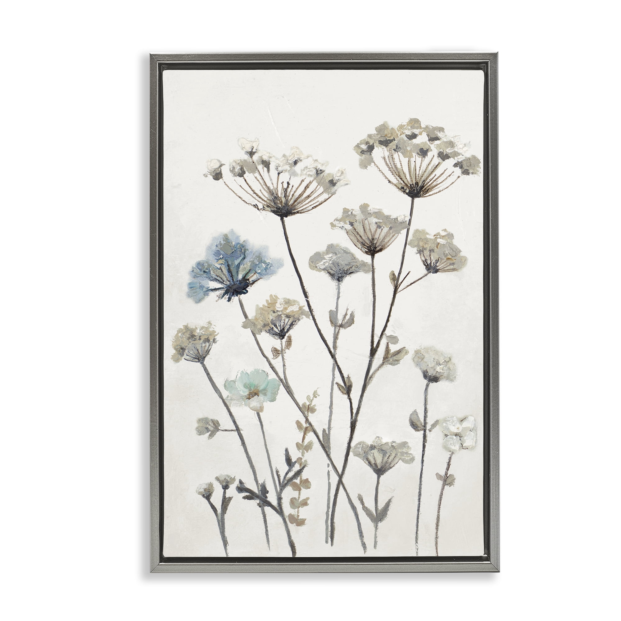 Stupell Industries Neutral Jardin Azul Gray Framed Floater Canvas Wall Art, design by Patricia Pinto