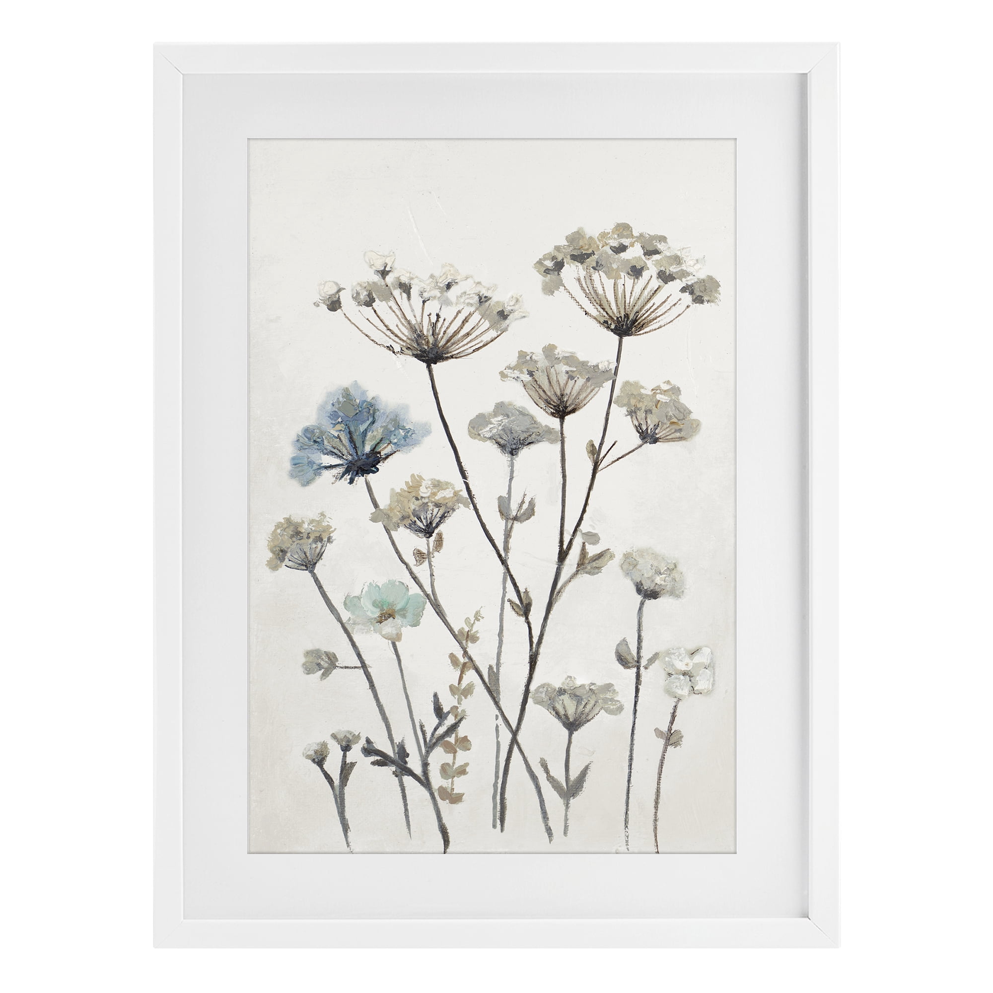 Stupell Industries Neutral Jardin Azul White Framed Print Under Glass, design by Patricia Pinto