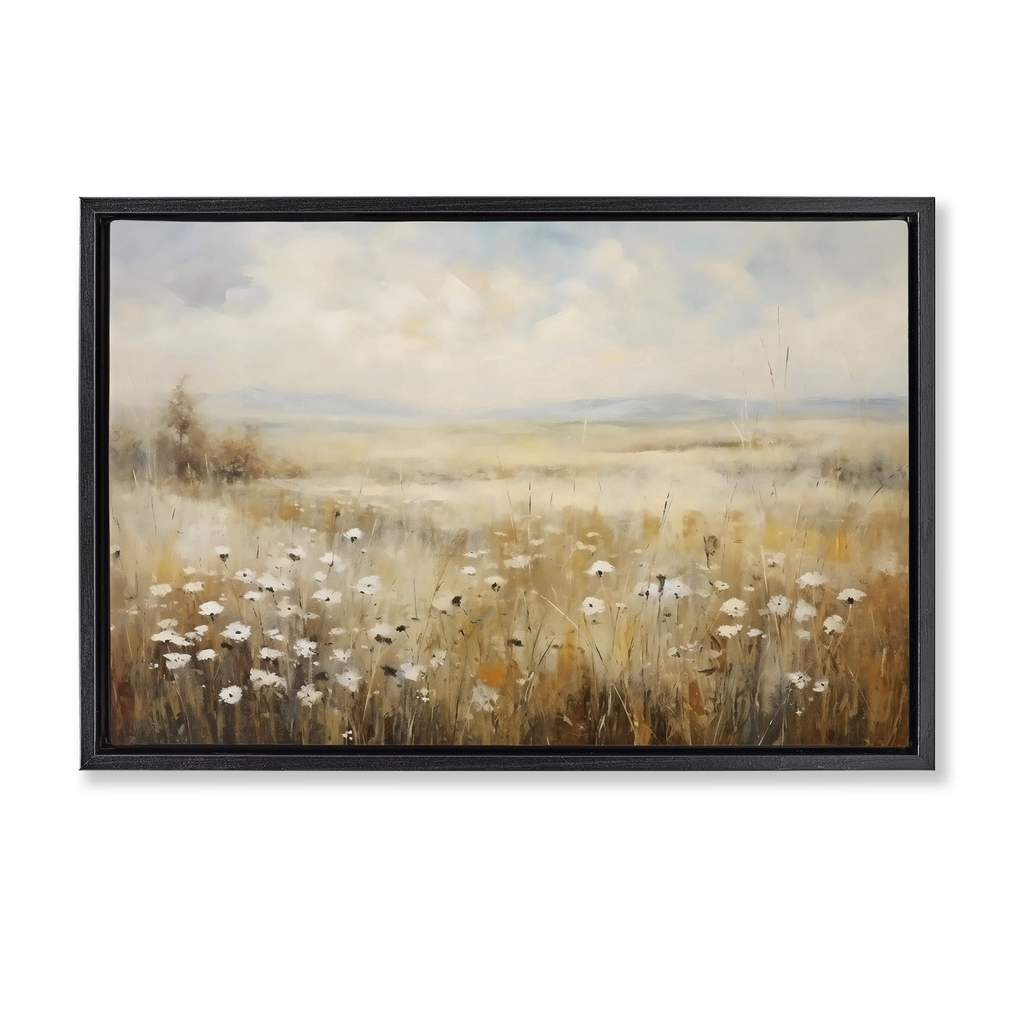 Stupell Industries Neutral Land Calmness Black Framed Floater Canvas Wall Art, design by Creative Studio