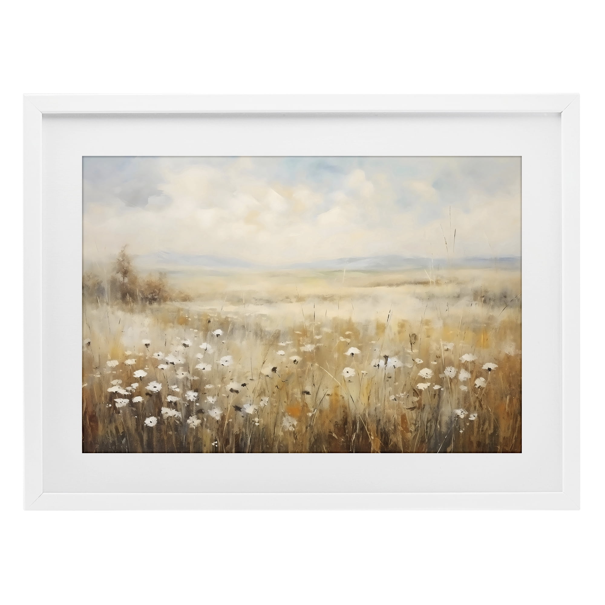 Stupell Industries Neutral Land Calmness White Framed Print Under Glass, design by Creative Studio