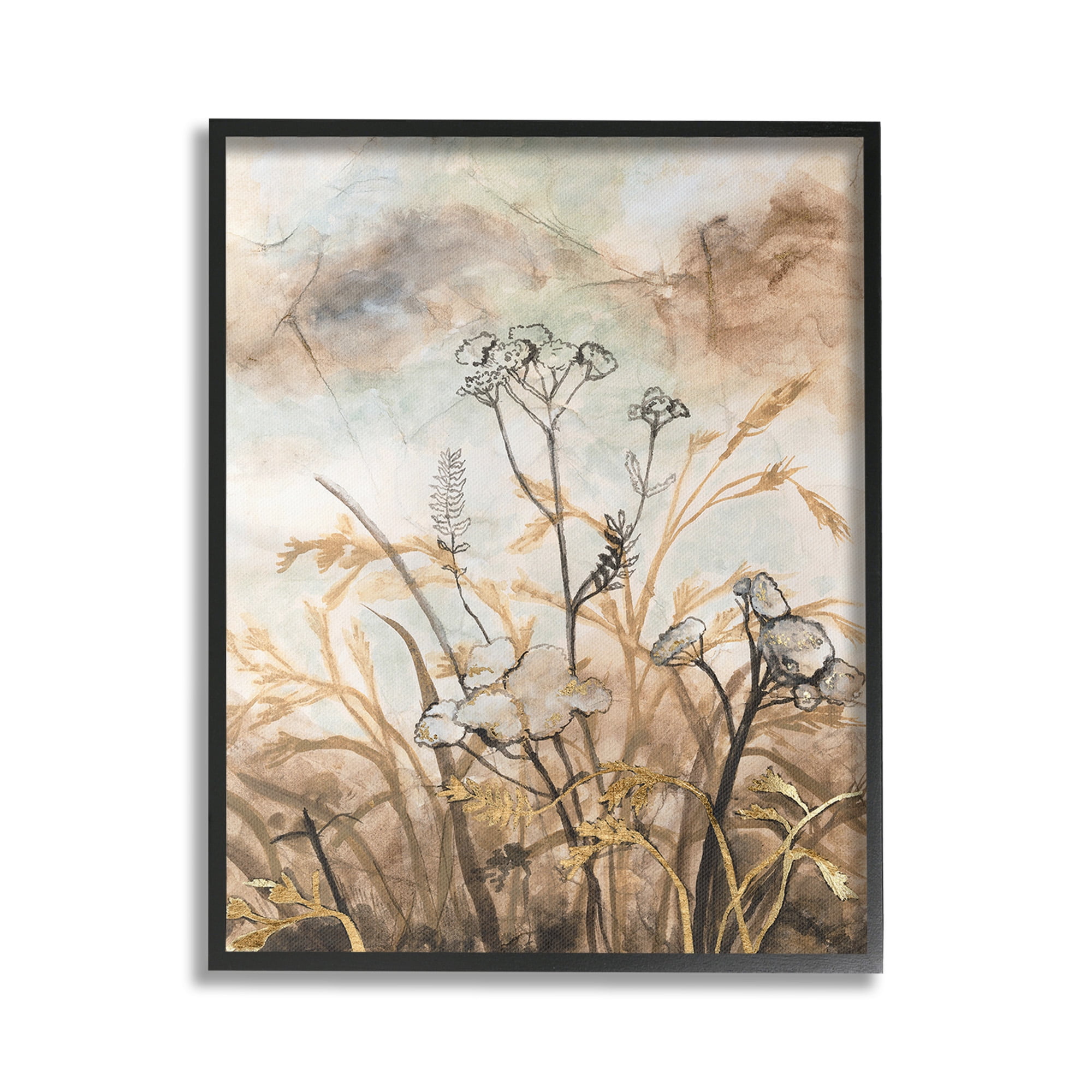 Stupell Industries Neutral Landscape Collage Landscape Painting Black Framed Art Print Wall Art, 16 x 20