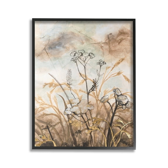 Stupell Industries Neutral Landscape Collage Landscape Painting Black Framed Art Print Wall Art, 24 x 30
