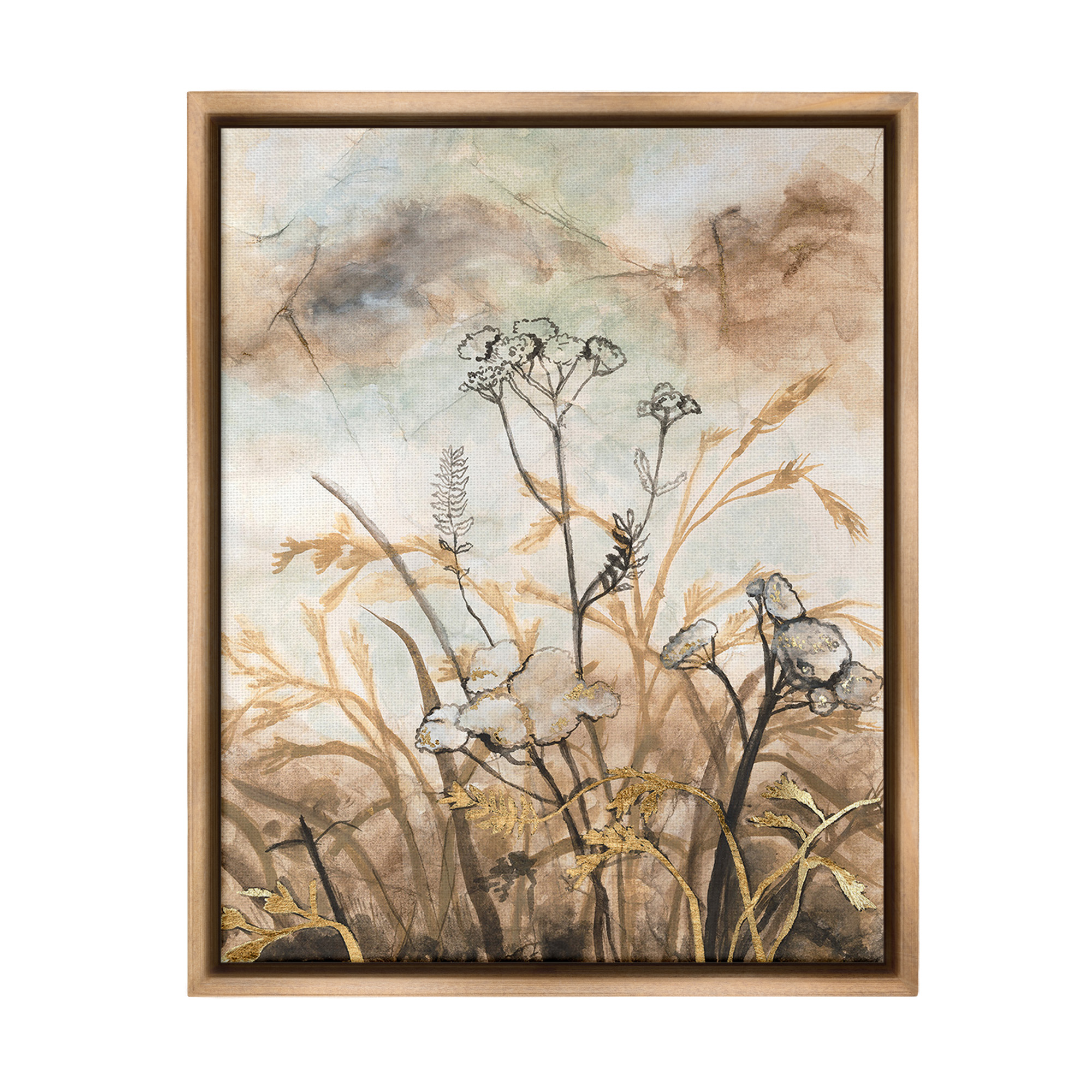 Stupell Industries Neutral Landscape Collage Landscape Painting Brown Floater Framed Canvas Art Print Wall Art, 25 x 31