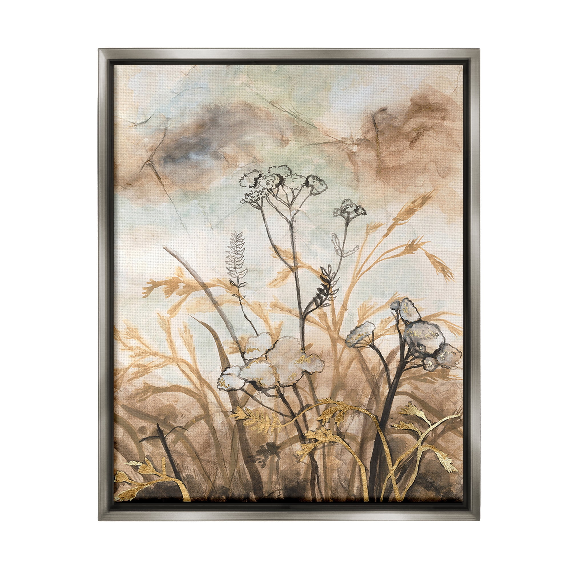 Stupell Industries Neutral Landscape Collage Landscape Painting Gray Floater Framed Canvas Art Print Wall Art, 17 x 21