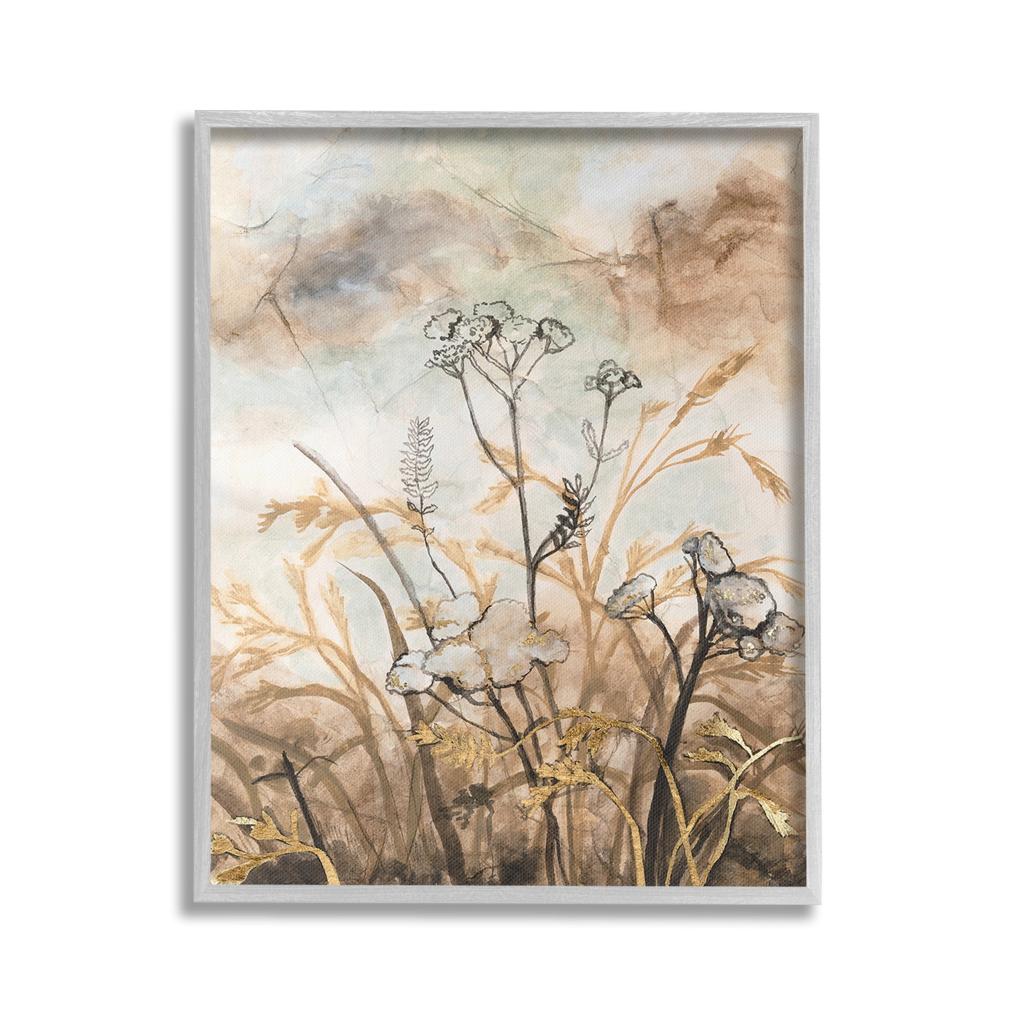 Stupell Industries Neutral Landscape Collage Landscape Painting Gray Framed Art Print Wall Art, 24 x 30