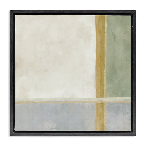 Stupell Industries Neutral Linear Boxes Black Framed Floater Canvas Wall Art design by J:L Design, 18 x 18