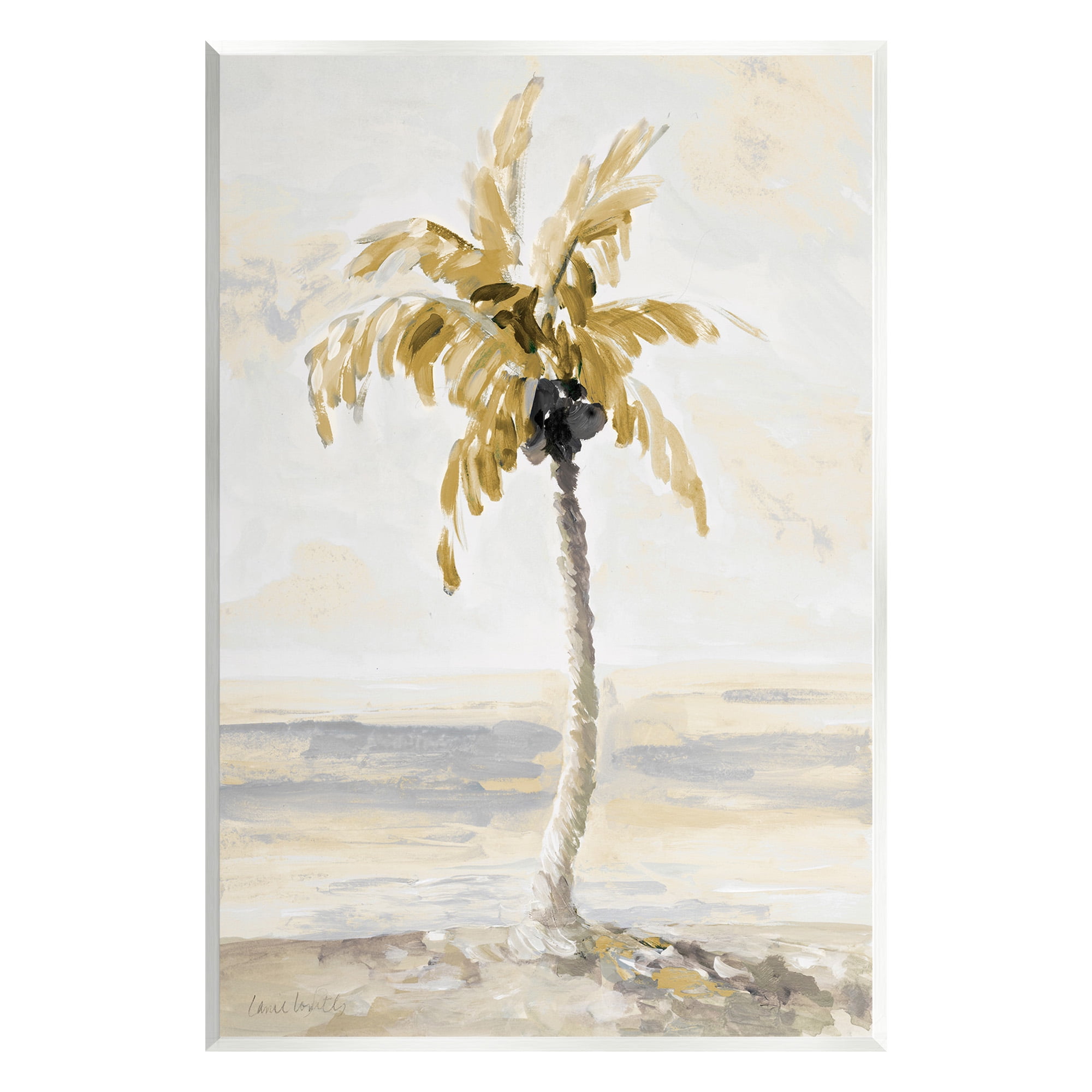 Stupell Industries Neutral Lone Palm Tree Landscape Painting Unframed Art Print Wall Art, 10 x 15