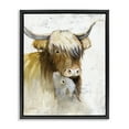 thumbnail image 1 of Stupell Industries Cottage Neutral Longhorn & Calf Black Floating Frame Canvas Art, 17 x 21, by Kelley Talent, 1 of 8