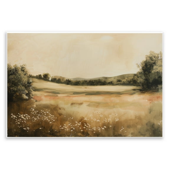 Stupell Industries Neutral Meadow Landscape Landscape & Nature Painting Unframed Art Print Wall Art, 15 x 10