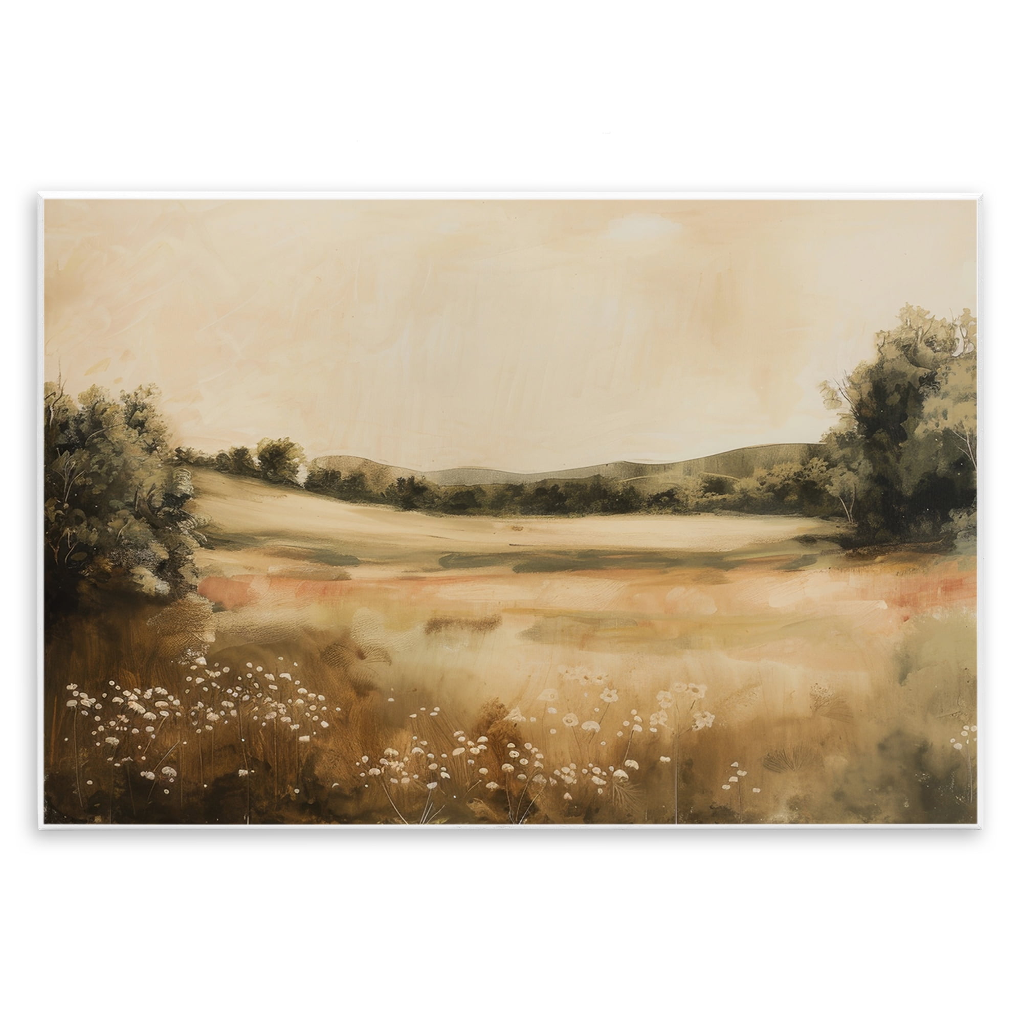 Stupell Industries Neutral Meadow Landscape Landscape & Nature Painting Unframed Art Print Wall Art, 19 x 13