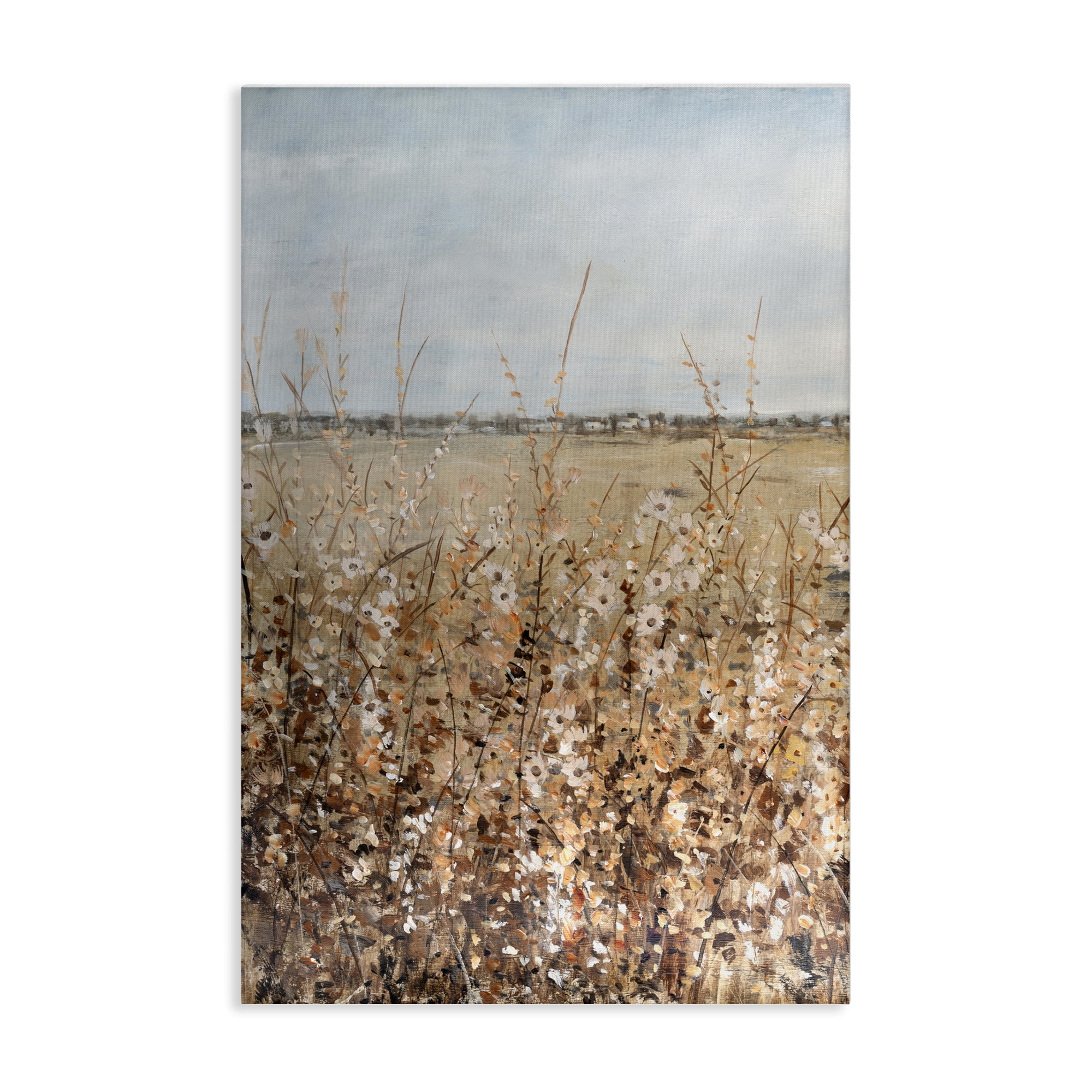 Stupell Industries Neutral Meadow Sprigs Landscape & Nature Painting Wrapped Canvas Art Print Wall Art, 16 x 24