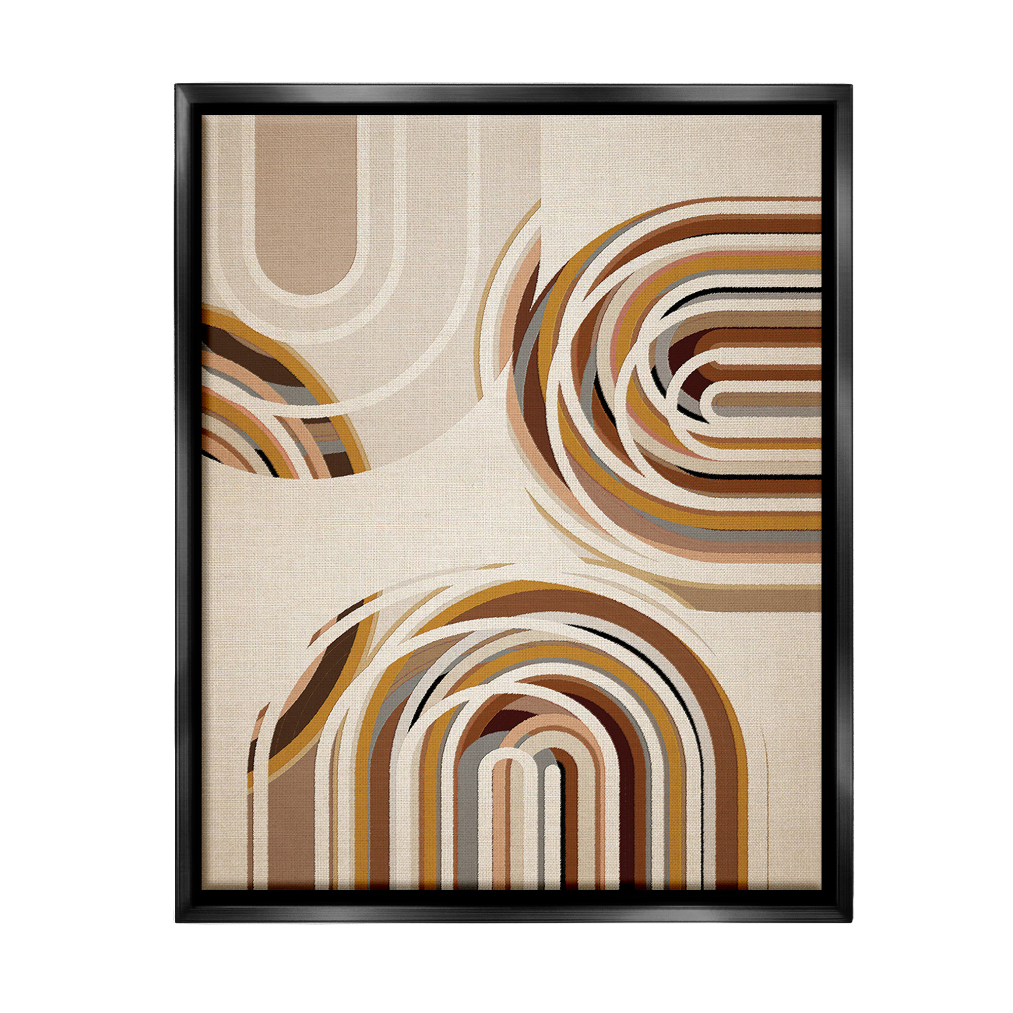 Stupell Industries Neutral Overlapping Arches Abstract Painting Black Floater Framed Canvas Art Print Wall Art, 25 x 31