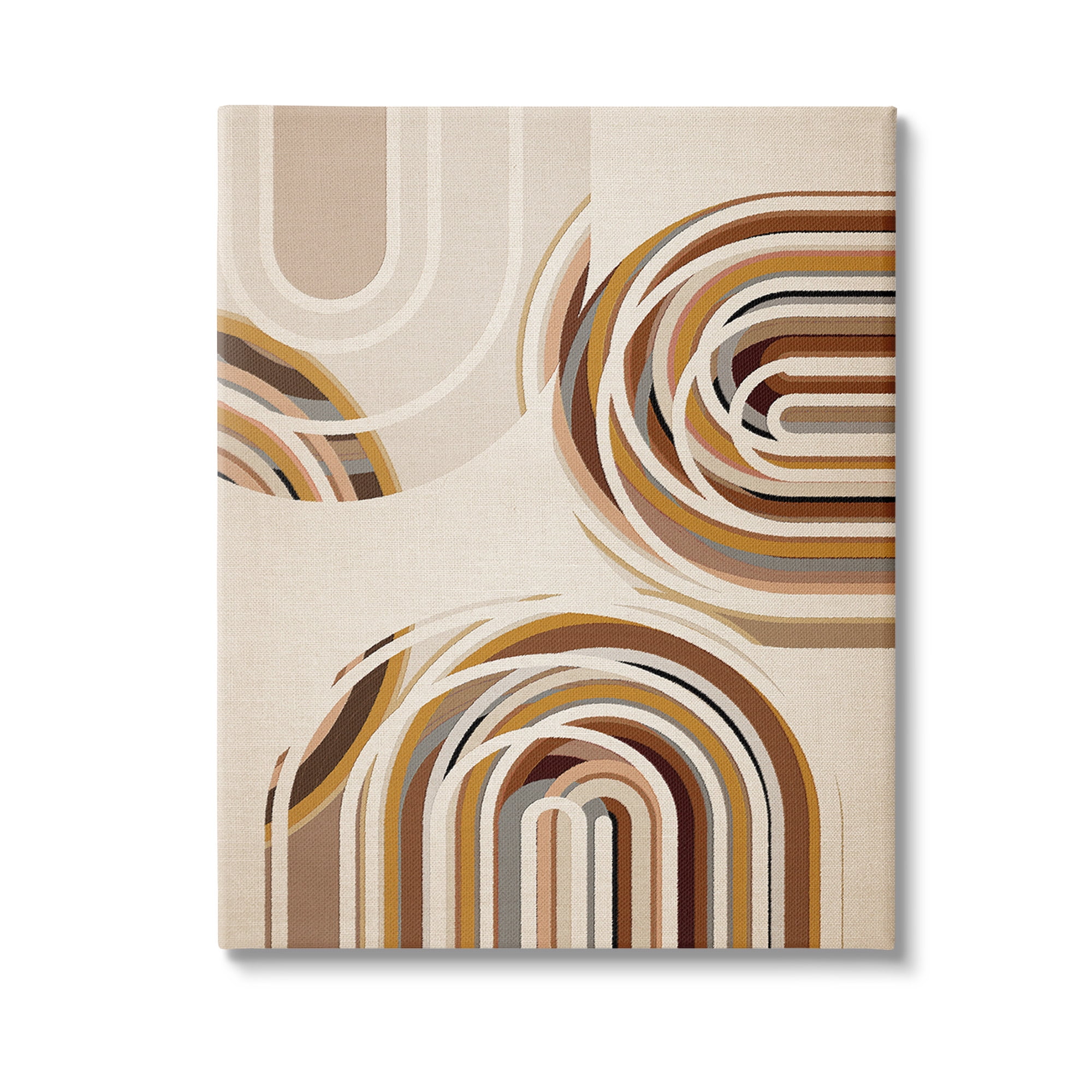 Stupell Industries Neutral Overlapping Arches Abstract Painting Gallery Wrapped Canvas Art Print Wall Art, 36 x 48