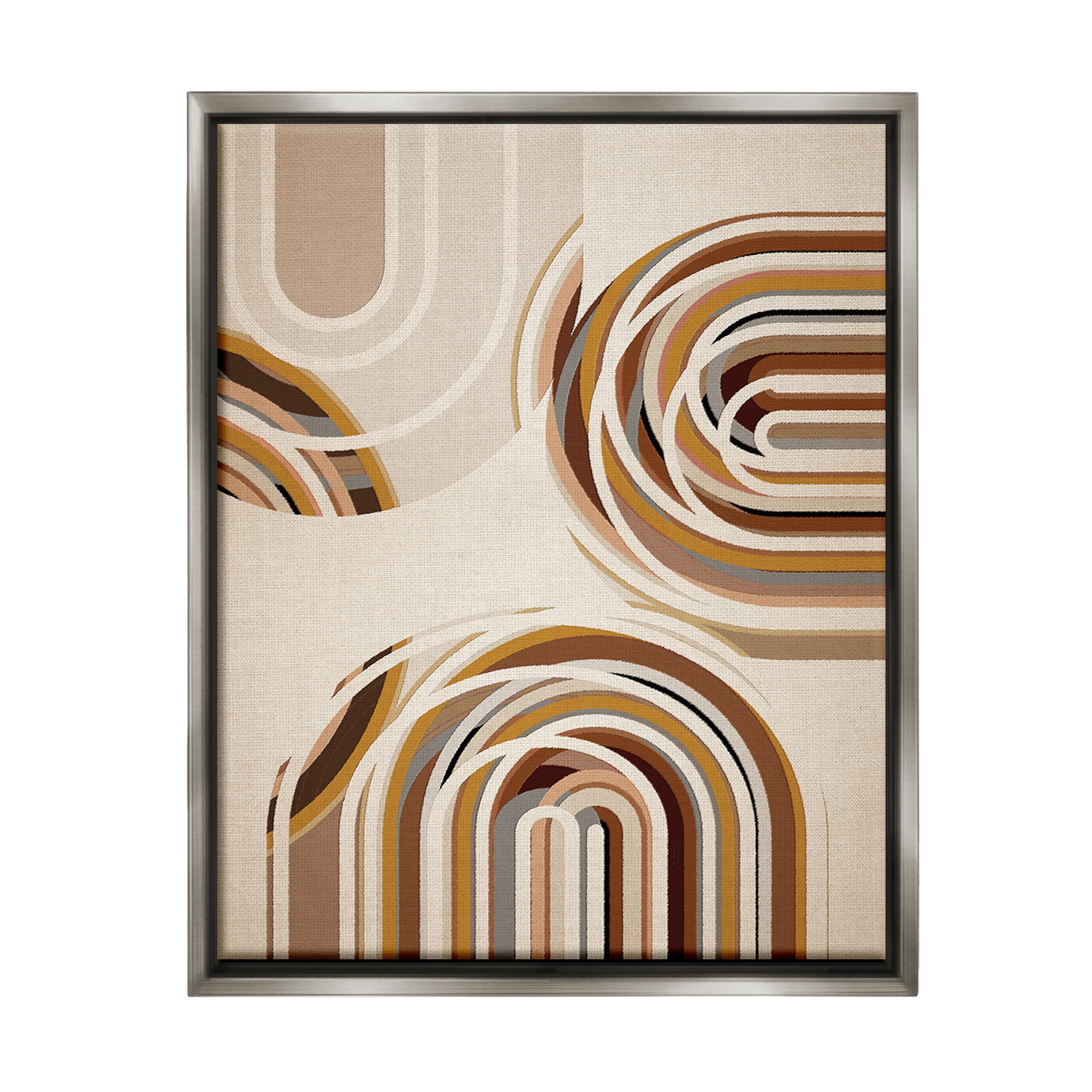 Stupell Industries Neutral Overlapping Arches Abstract Painting Gray Floater Framed Canvas Art Print Wall Art, 17 x 21