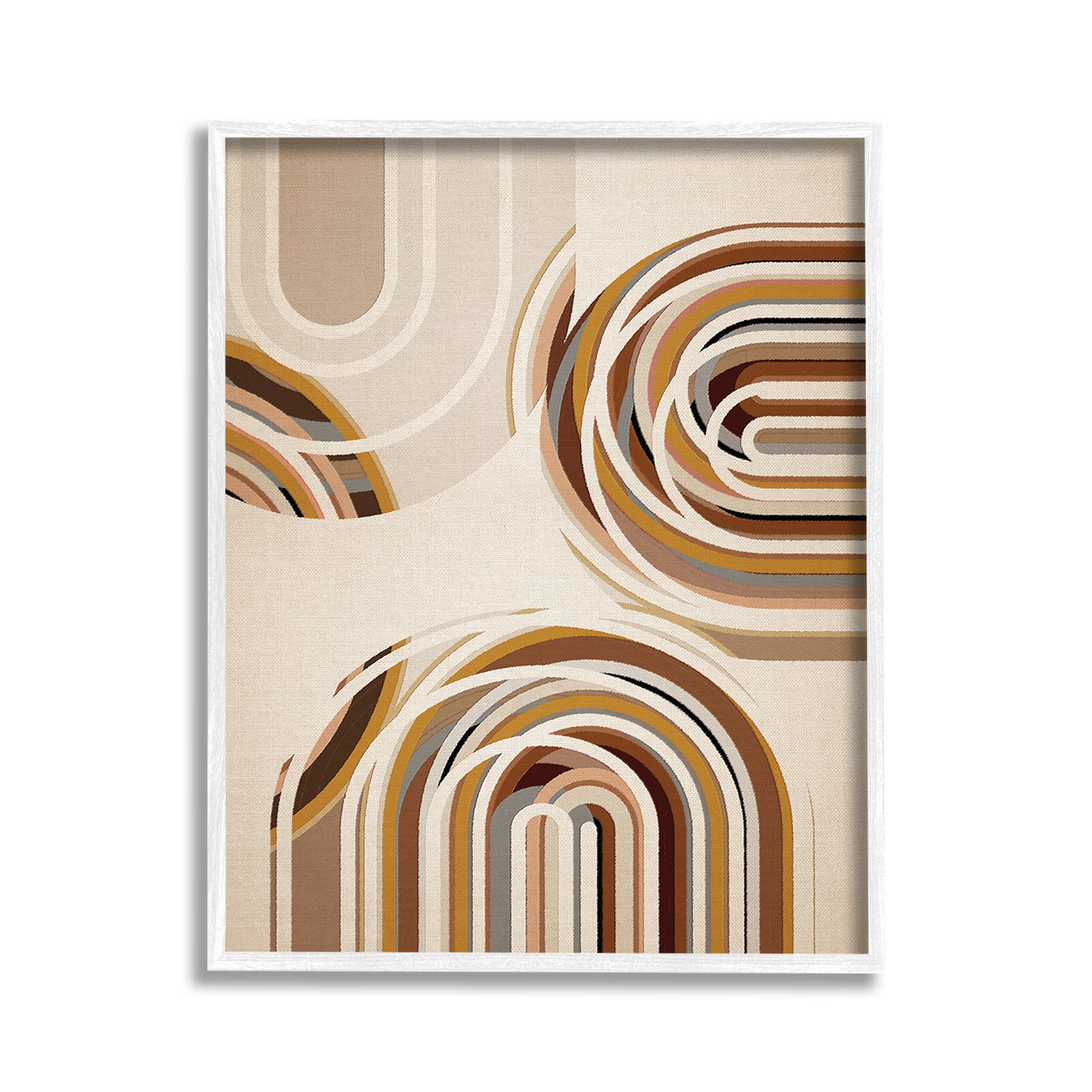 Stupell Industries Neutral Overlapping Arches Abstract Painting White Framed Art Print Wall Art, 11 x 14