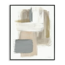 Stupell Industries Neutral Paint Strokes Abstract Painting Black Framed Art Print Wall Art, 11 x 14