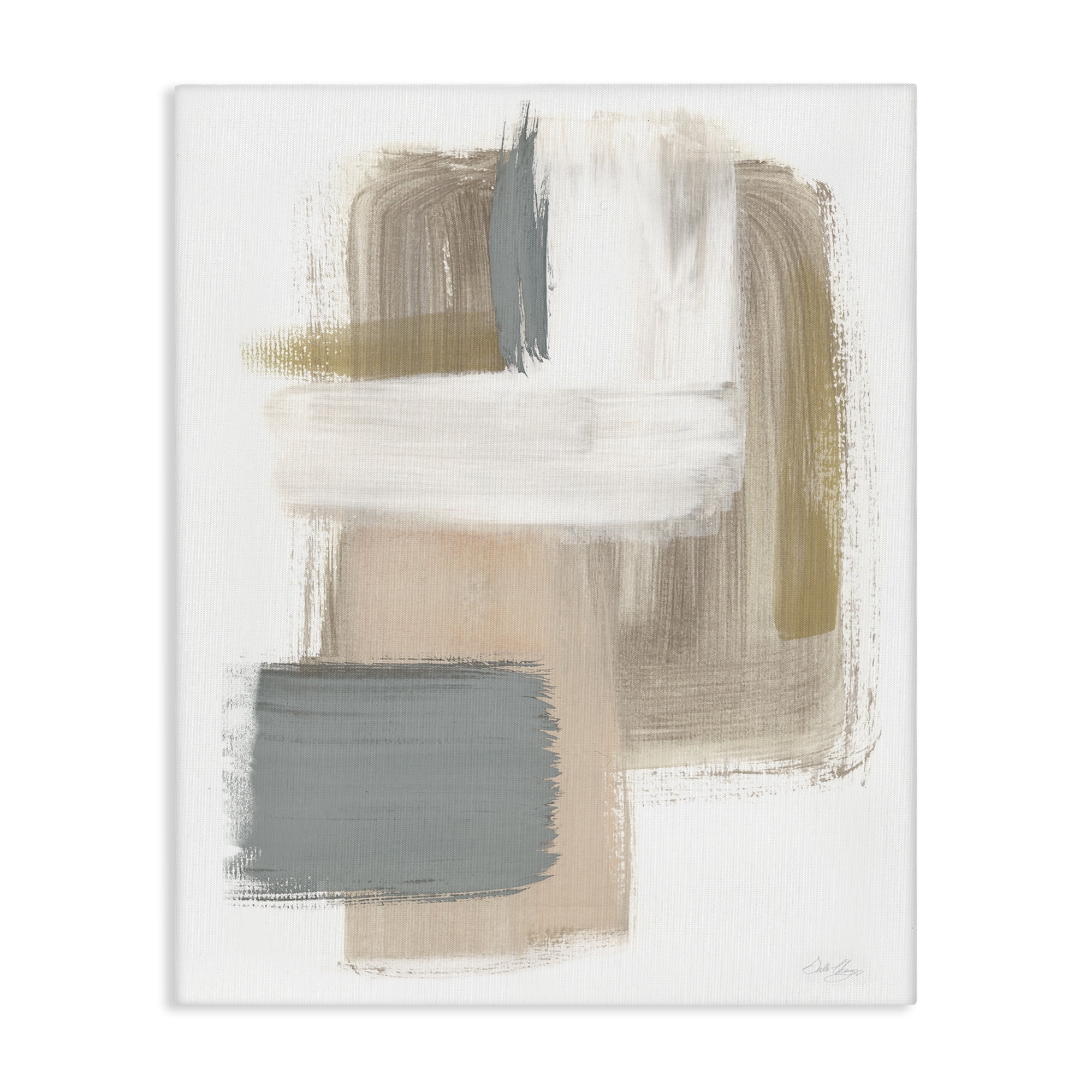 Stupell Industries Neutral Paint Strokes Abstract Painting Gallery Wrapped Canvas Art Print Wall Art, 24 x 30