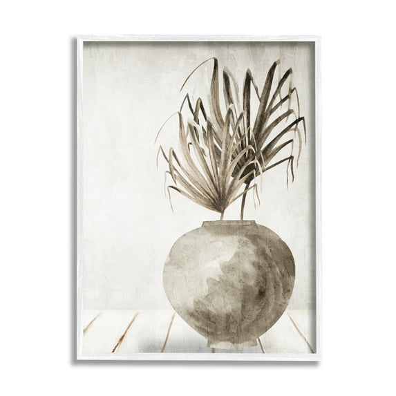 Stupell Industries Neutral Palms Still Life Botanical & Floral Painting White Framed Art Print Wall Art, 24 x 30