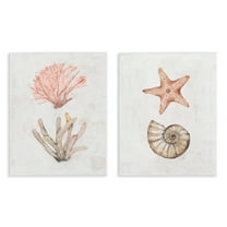 Stupell Industries Neutral Pastel Sea Life Nautical & Beach Painting Unframed Art Print Wall Art, 11 x 14, Set of 2