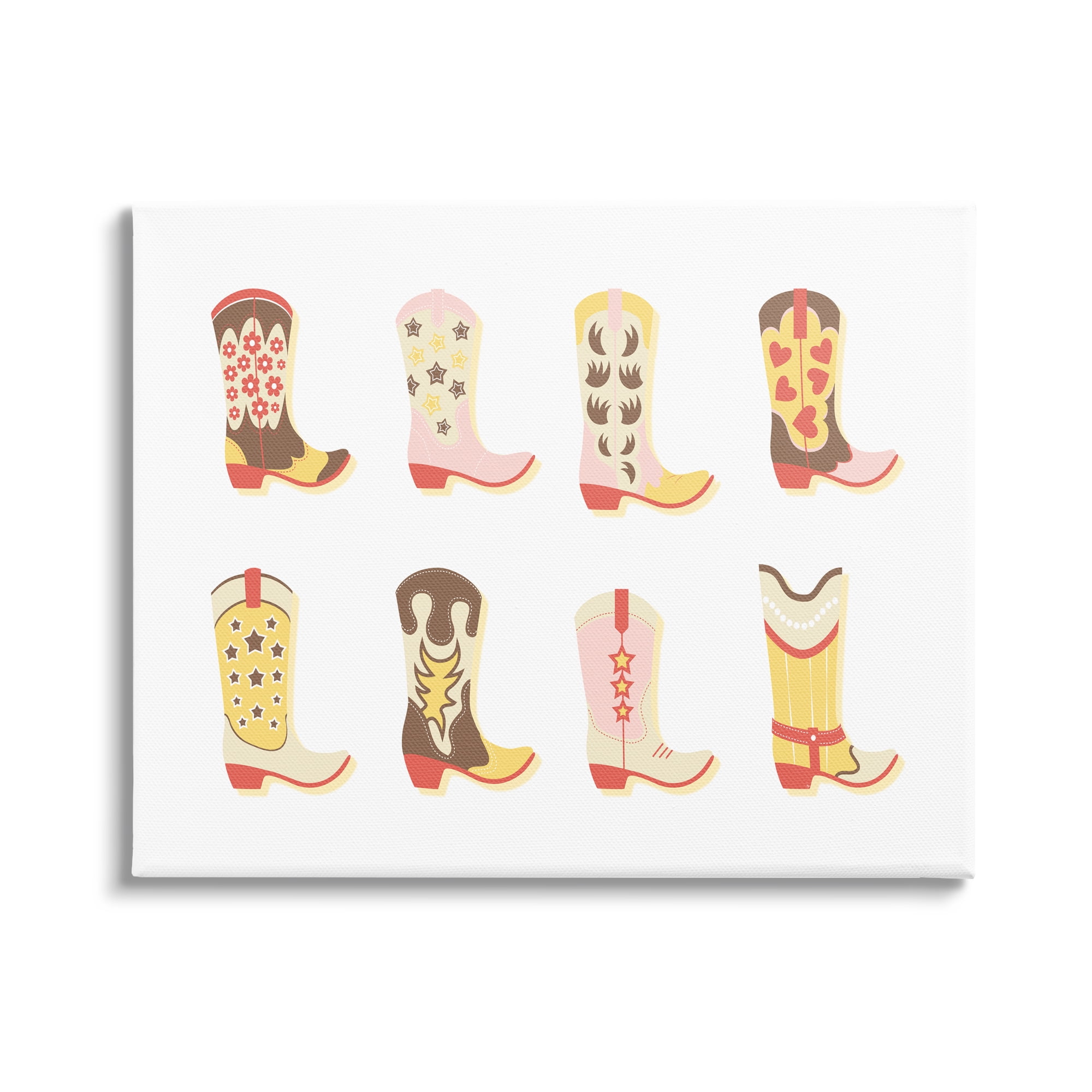 Stupell Industries Neutral Patterned Cowboy Boots Beauty & Fashion Painting Gallery Wrapped Canvas Art Print Wall Art, 48 x 36