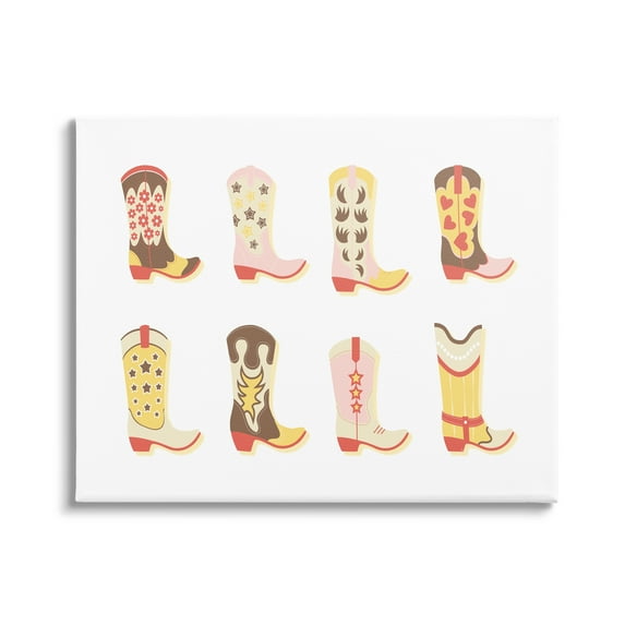 Stupell Industries Neutral Patterned Cowboy Boots Beauty & Fashion Painting Gallery Wrapped Canvas Art Print Wall Art, 48 x 36