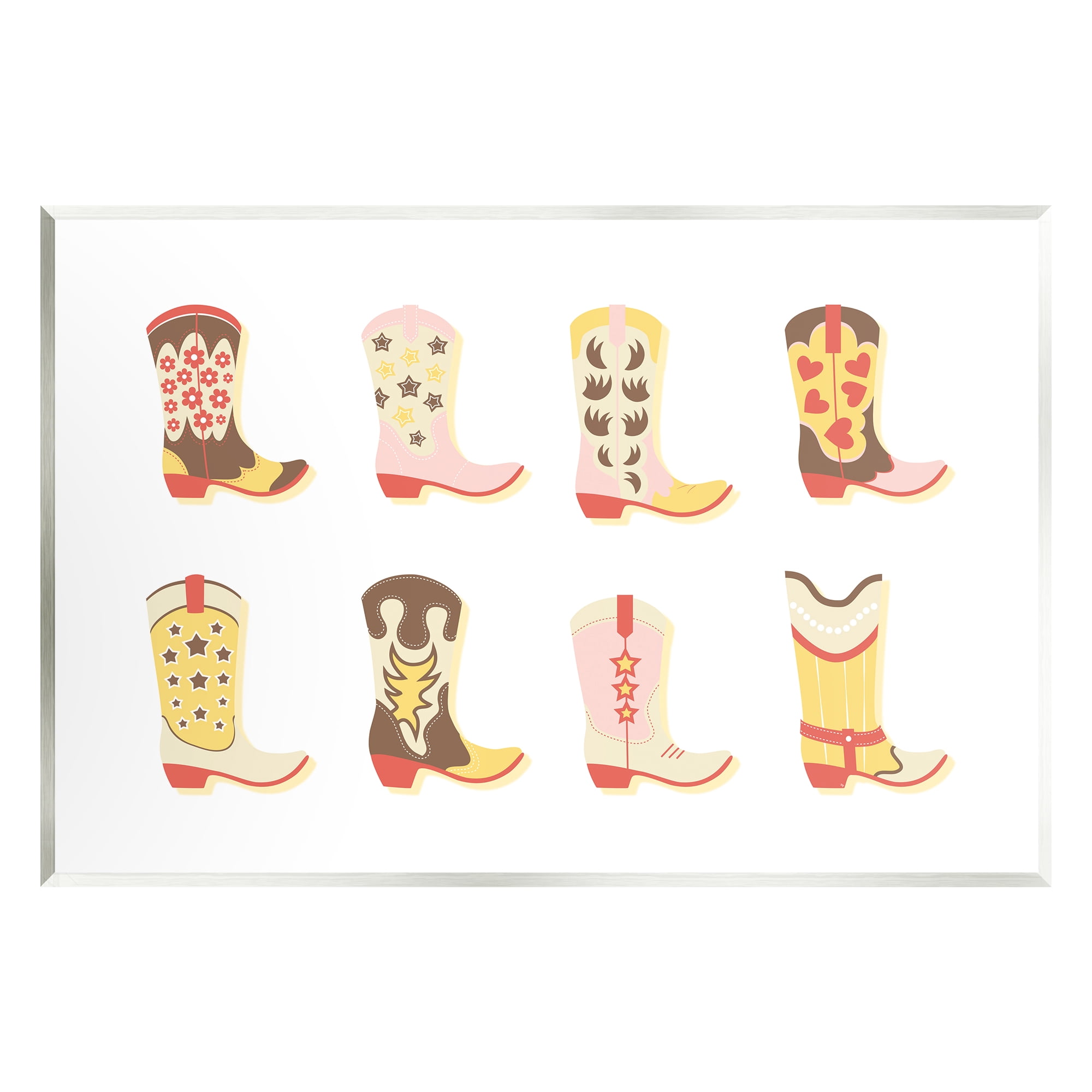 Stupell Industries Neutral Patterned Cowboy Boots Beauty & Fashion Painting Unframed Art Print Wall Art, 19 x 13