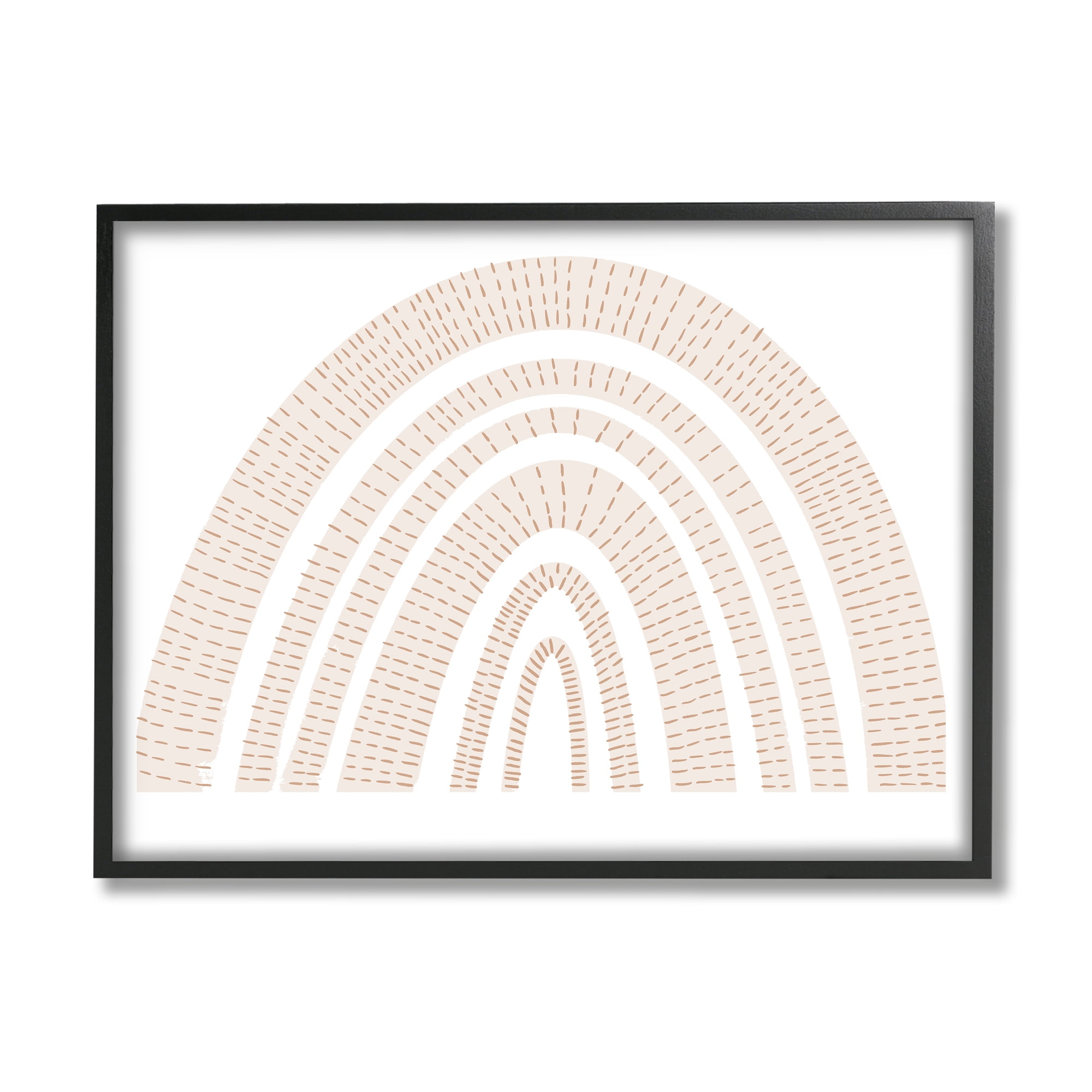 Stupell Industries Neutral Patterned Rainbow Arches Minimal Brown Beige Art for Kids Painting Black Framed Art Print Wall Art, 16 x 20
