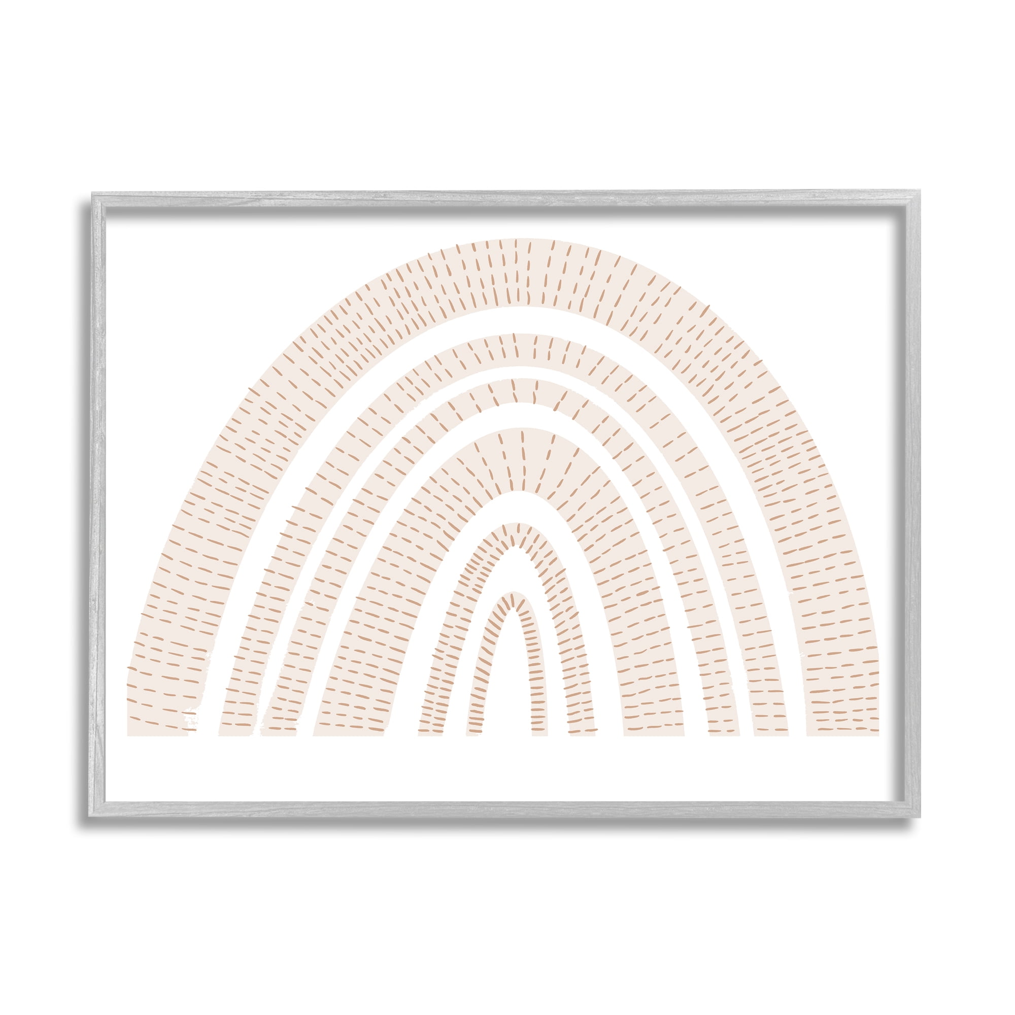 Stupell Industries Neutral Patterned Rainbow Arches Minimal Brown Beige Art for Kids Painting Gray Framed Art Print Wall Art, 16 x 20