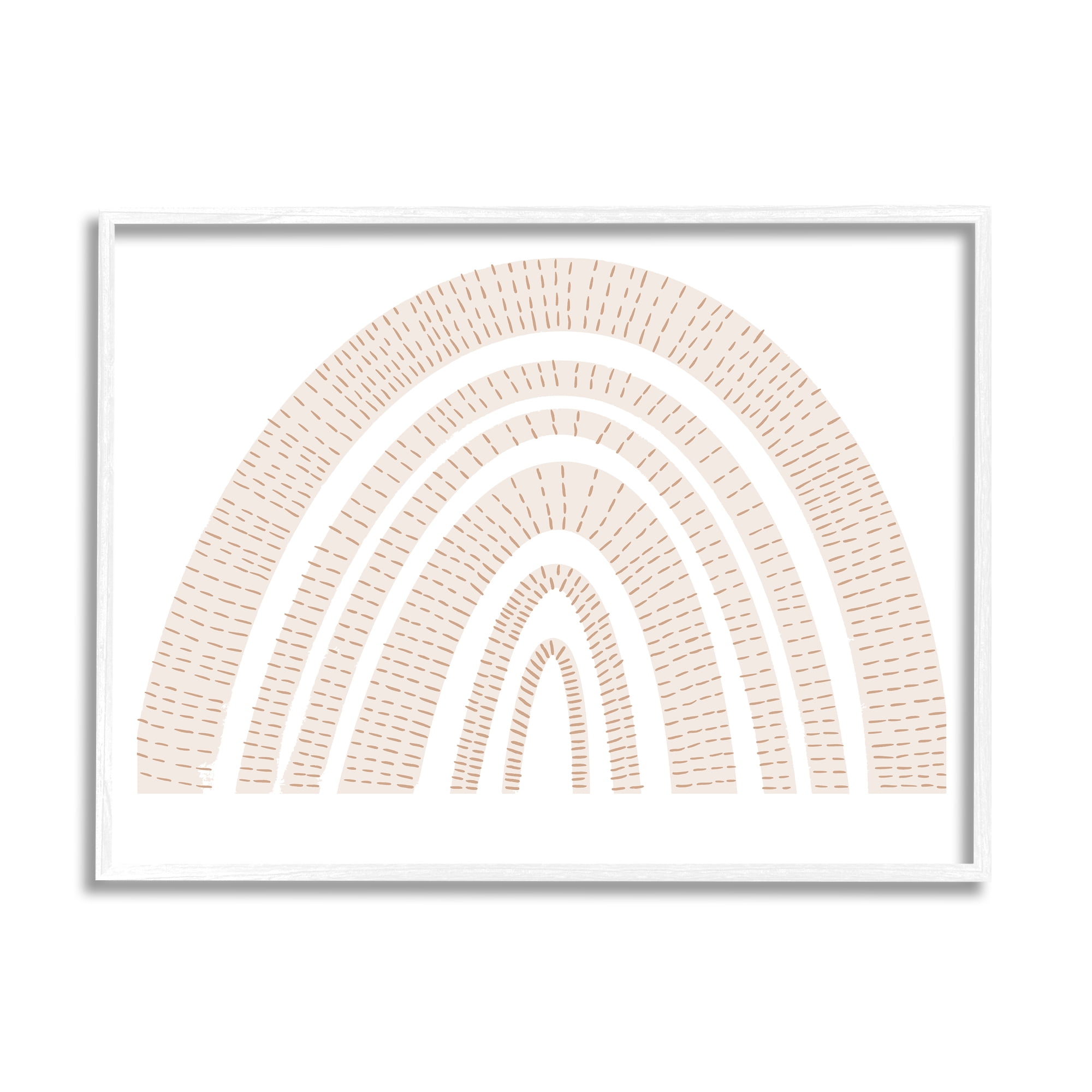 Stupell Industries Neutral Patterned Rainbow Arches Minimal Brown Beige Art for Kids Painting White Framed Art Print Wall Art, 24 x 30