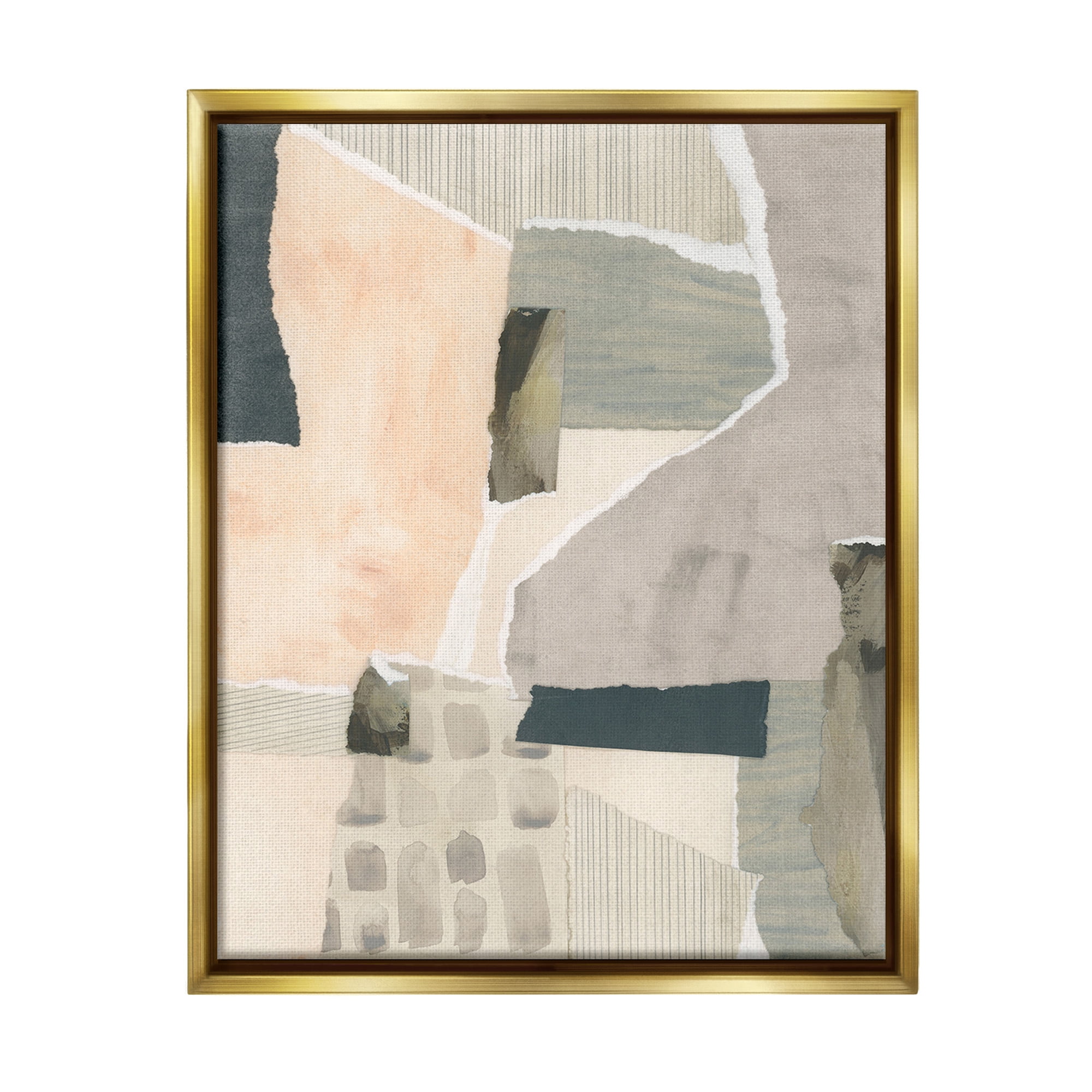 Stupell Industries Neutral Patterns Abstract Abstract Painting Gold Floater Framed Canvas Art Print Wall Art, 25 x 31