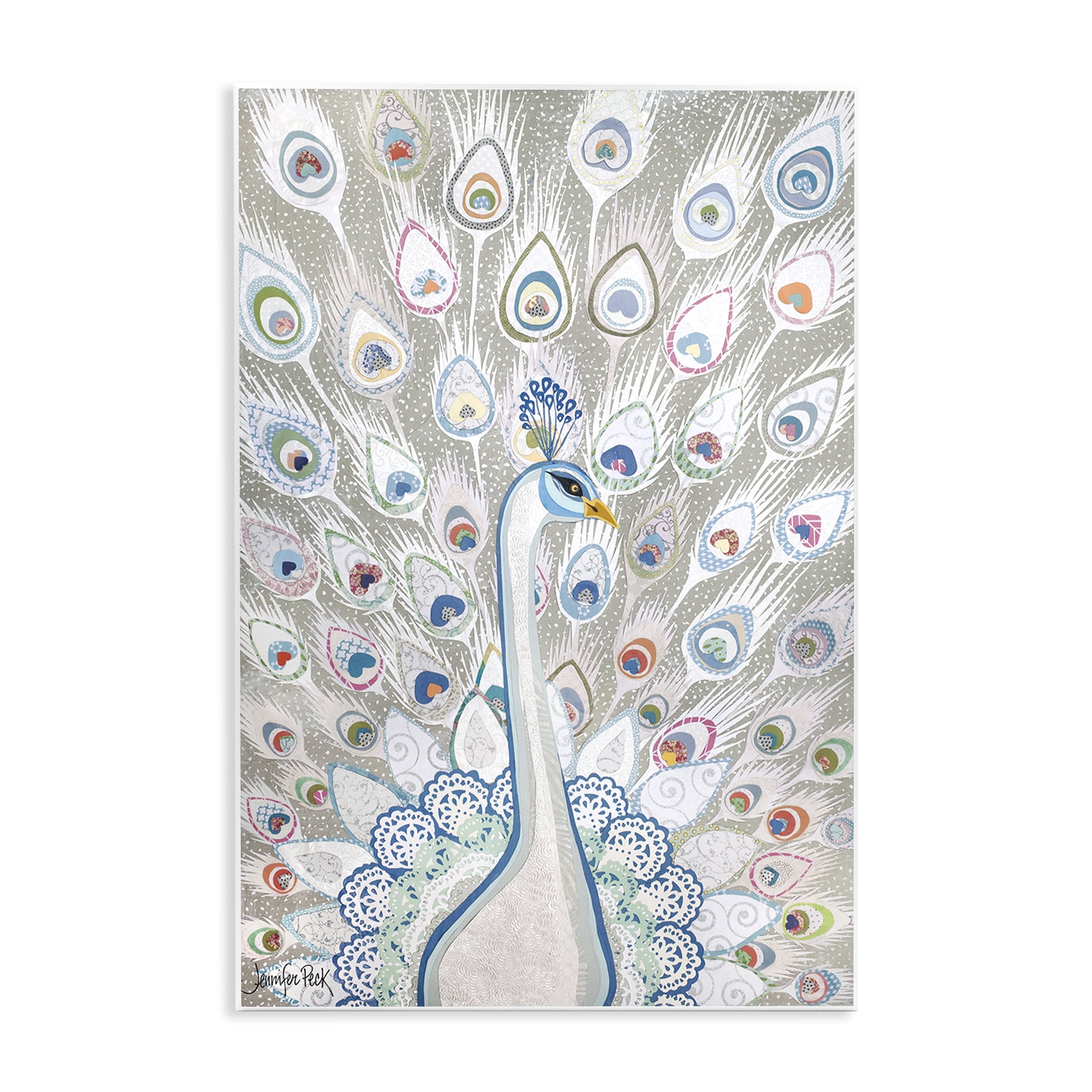 Stupell Industries Neutral Peacock Tail Pattern Animals & Insects